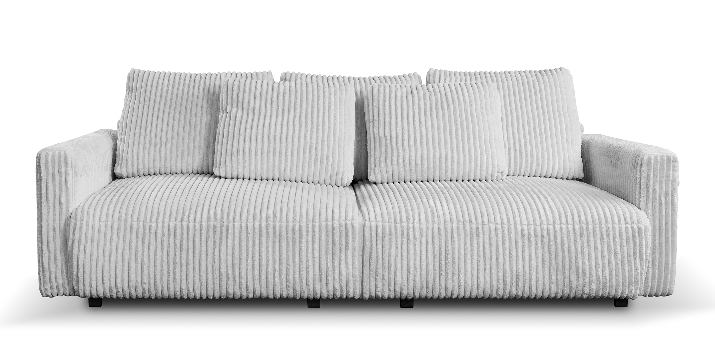 Kanapa rozkładana Megamo z funkcją  spania i z pojemnikiem na pościel jasnoszara sztruks - zdjęcie 1