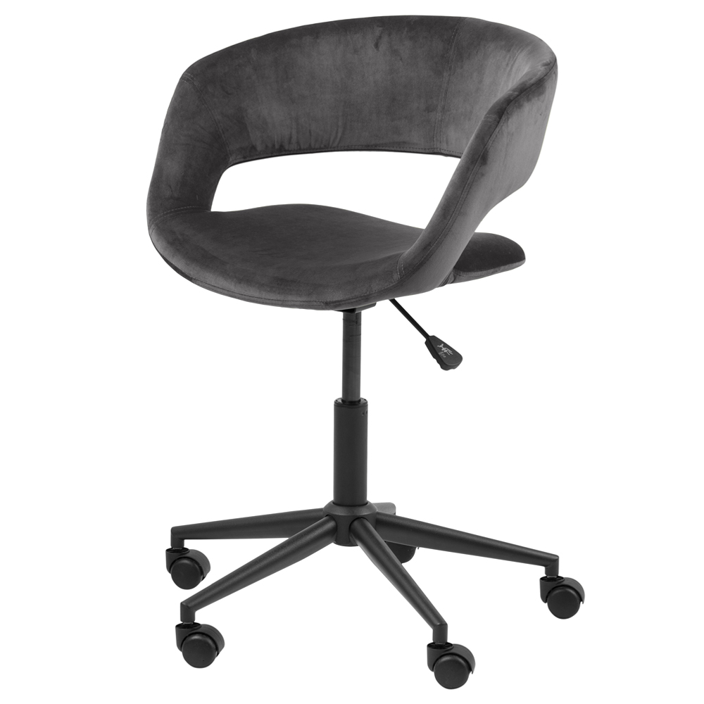 Fotel biurowy z regulacją wysokości Hannah ciemnoszary welur - zdjęcie 1