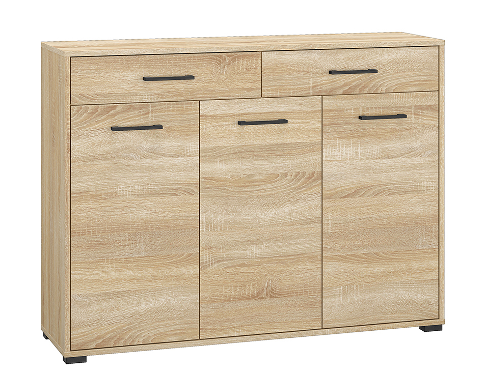 Szafka na buty trzydrzwiowa Mafro z szufladami 120 cm Sonoma jasna - zdjęcie 1