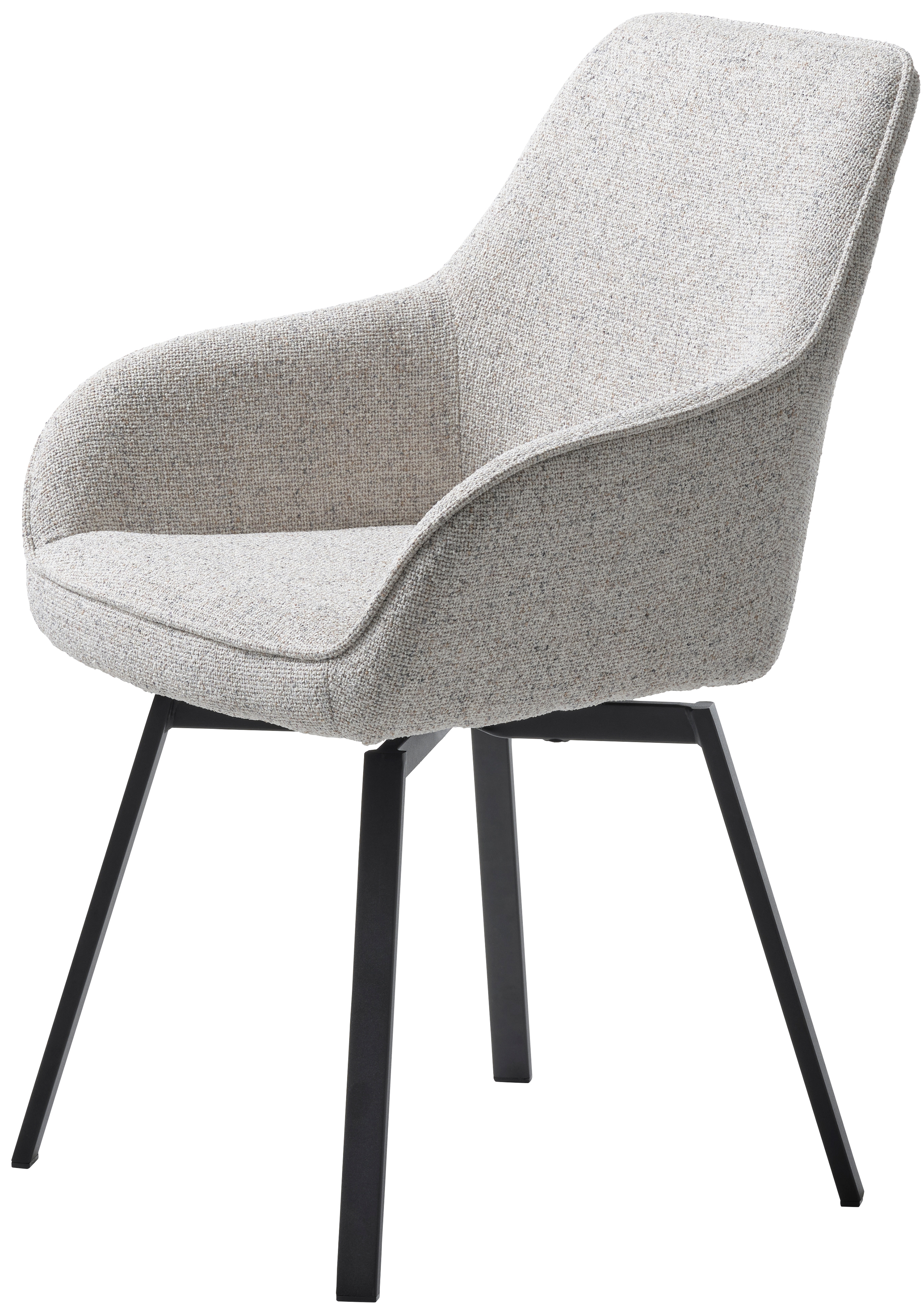 Krzesło tapicerowane Bebese obrotowe na czarnych nogach melanż kremowy - zdjęcie 1