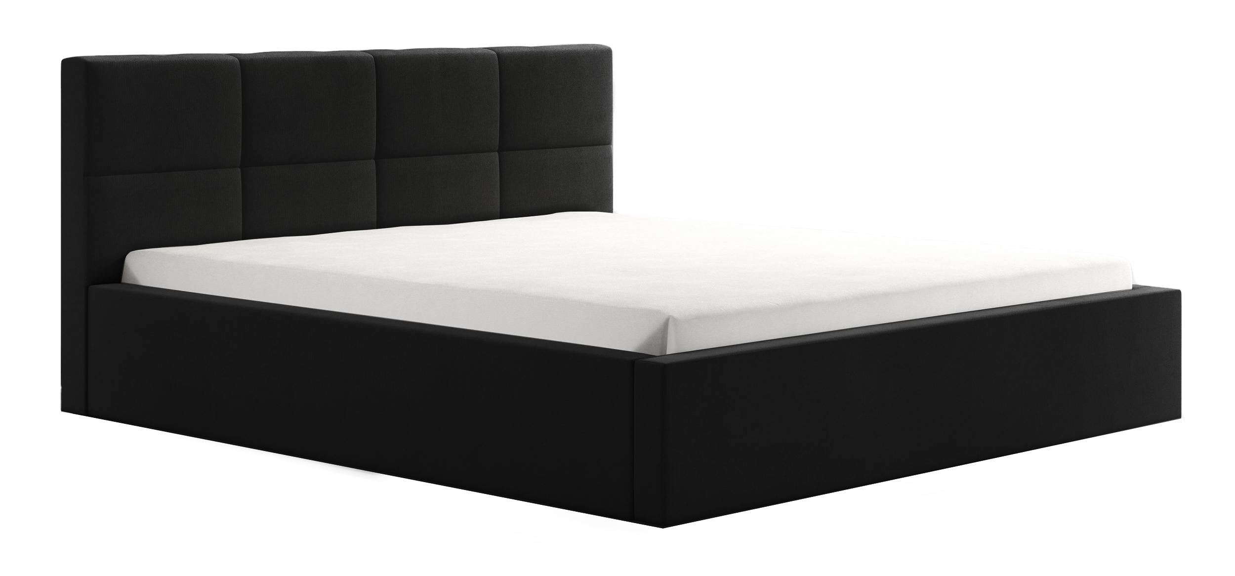 Łóżko tapicerowane 180x200 cm Caprafico z pojemnikiem stelaż metalowy czarne - zdjęcie 1