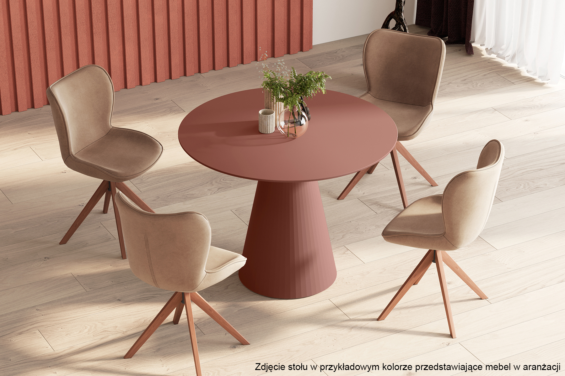 Stół okrągły do jadalni Ablivity 100 cm cappuccino mat