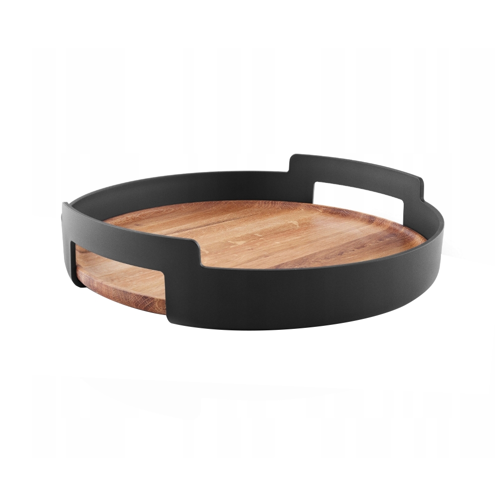Taca do serwowania Nordic Kitchen dębowa średnica 35 cm czarna - zdjęcie 1
