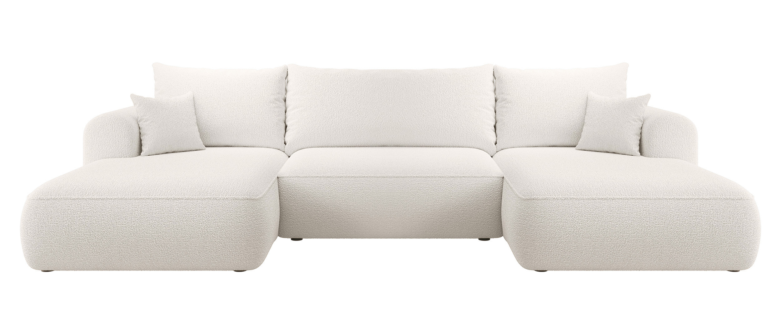 Narożnik z funkcją spania Ovo U-kształtny z pojemnikiem kremowy boucle uniwersalny