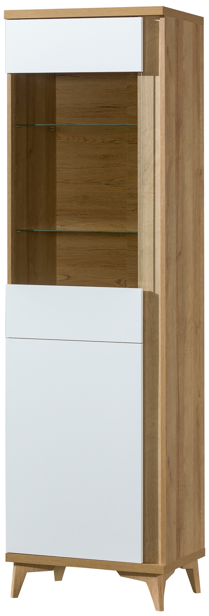 Witryna jednodrzwiowa Wenida 55 cm dąb riva / biały połysk - zdjęcie 1