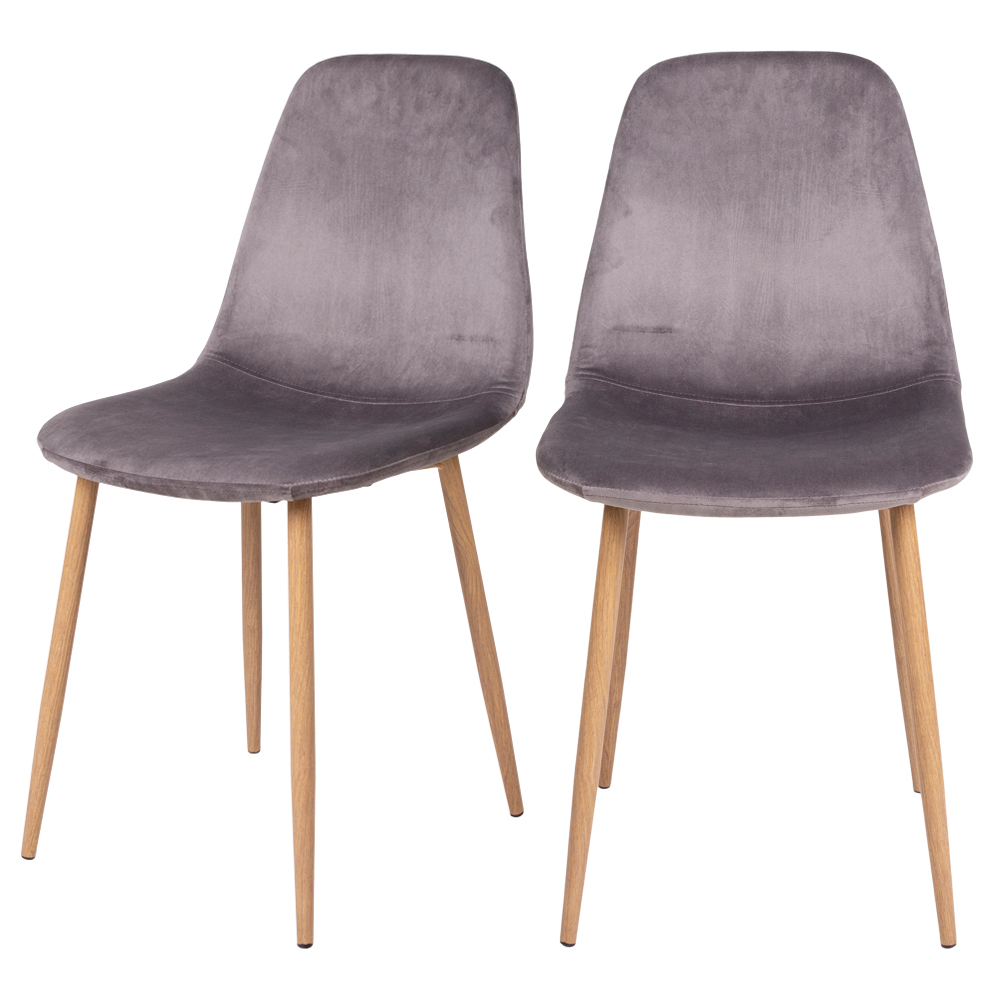 Zestaw dwóch krzeseł tapicerowanych Iger szare na brązowych nogach - zdjęcie 1