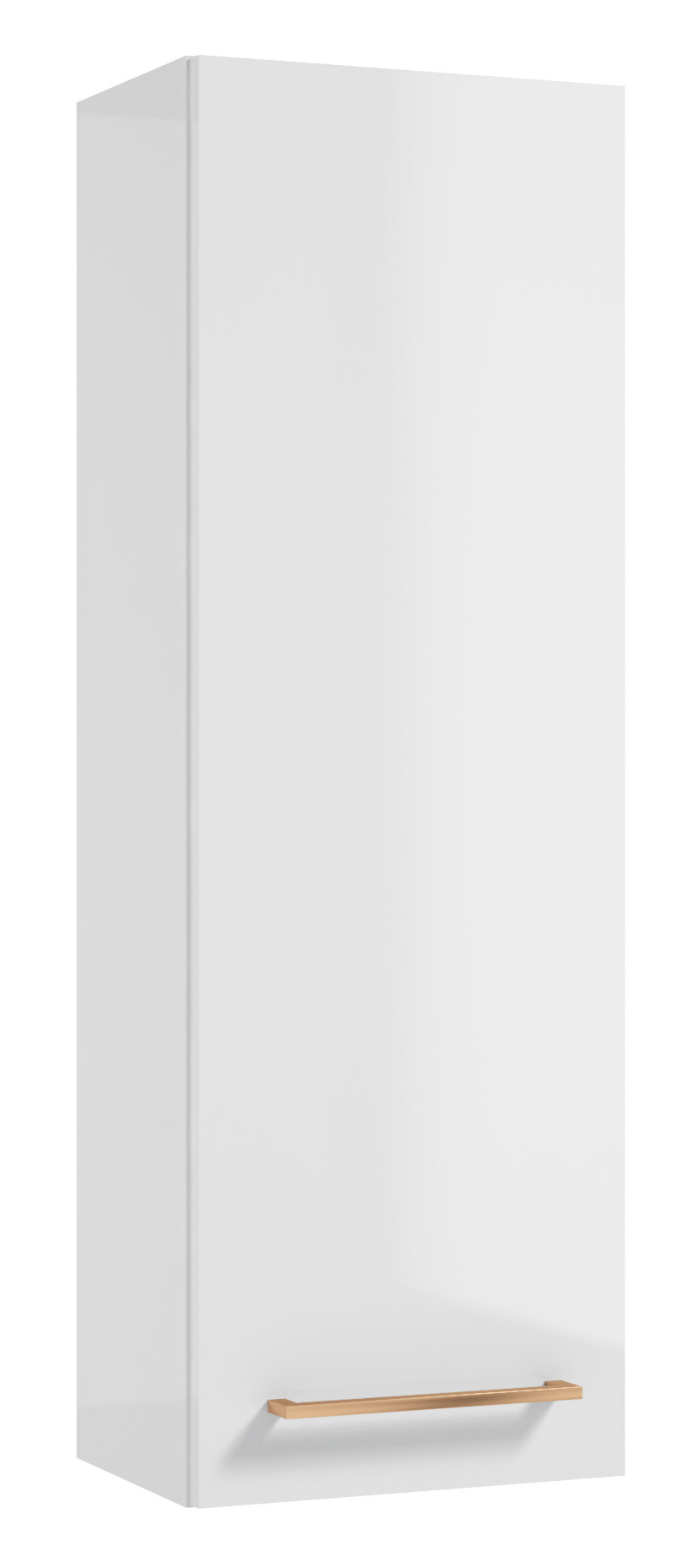 Szafka łazienkowa wysoka Modullac 30 cm wisząca biały połysk ze złotym uchwytem - zdjęcie 1