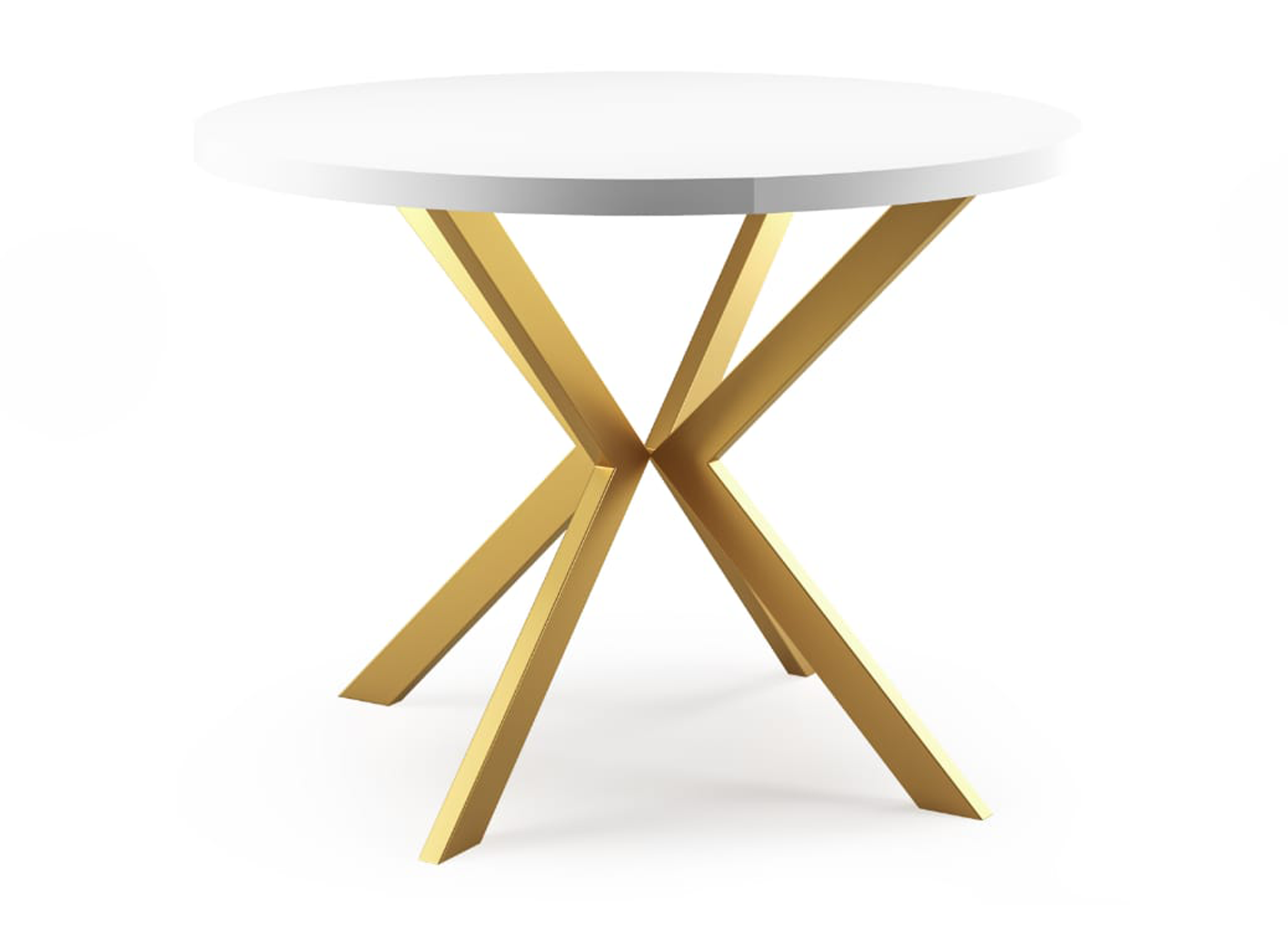 Stół okrągły Seolas rozkładany 120 cm Biały/ Złoty - zdjęcie 1