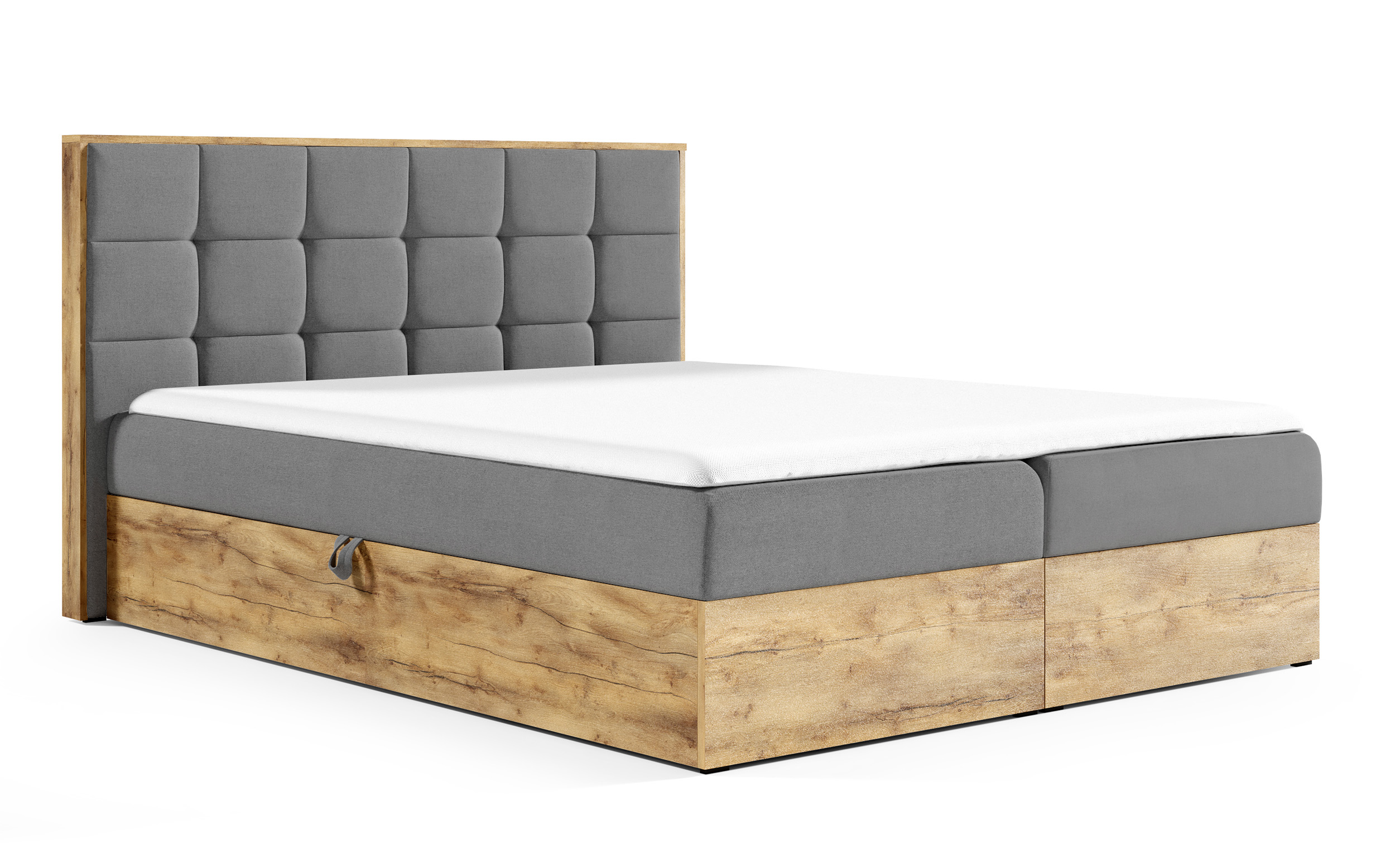 Łóżko kontynentalne Molinella 180x200 z dwoma pojemnikami i materacem ciemnoszare - zdjęcie 1