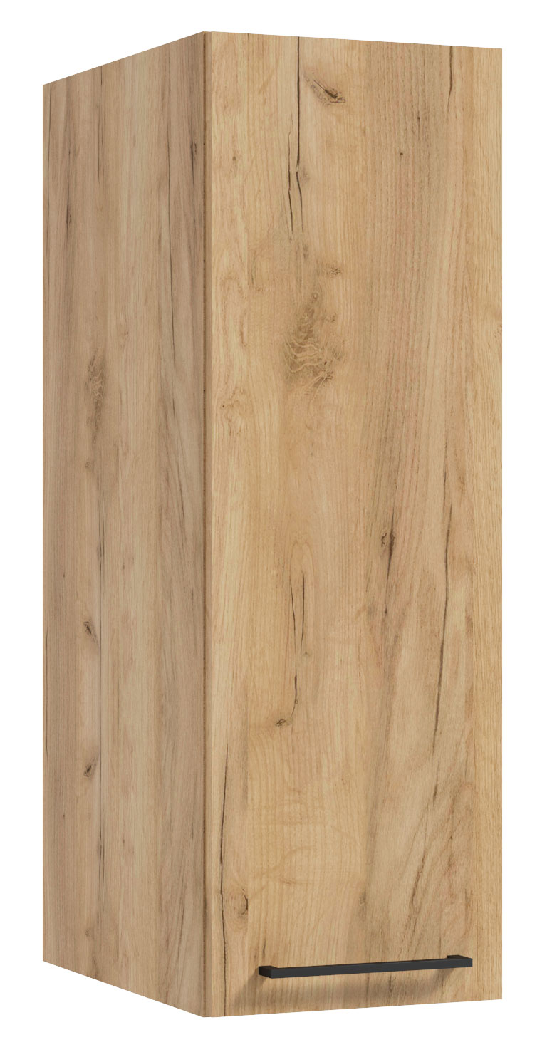 Szafka łazienkowa wysoka Modullac 30 cm wisząca głęboka dąb craft złoty z czarnym uchwytem - zdjęcie 1