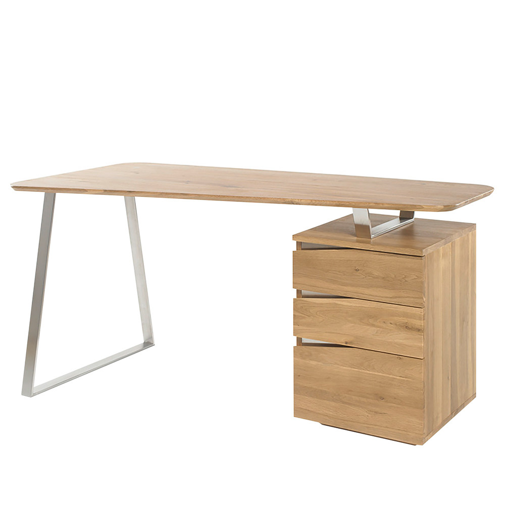 Biurko drewniane z szufladami Dalmazia 150x67 cm dębowe - zdjęcie 1