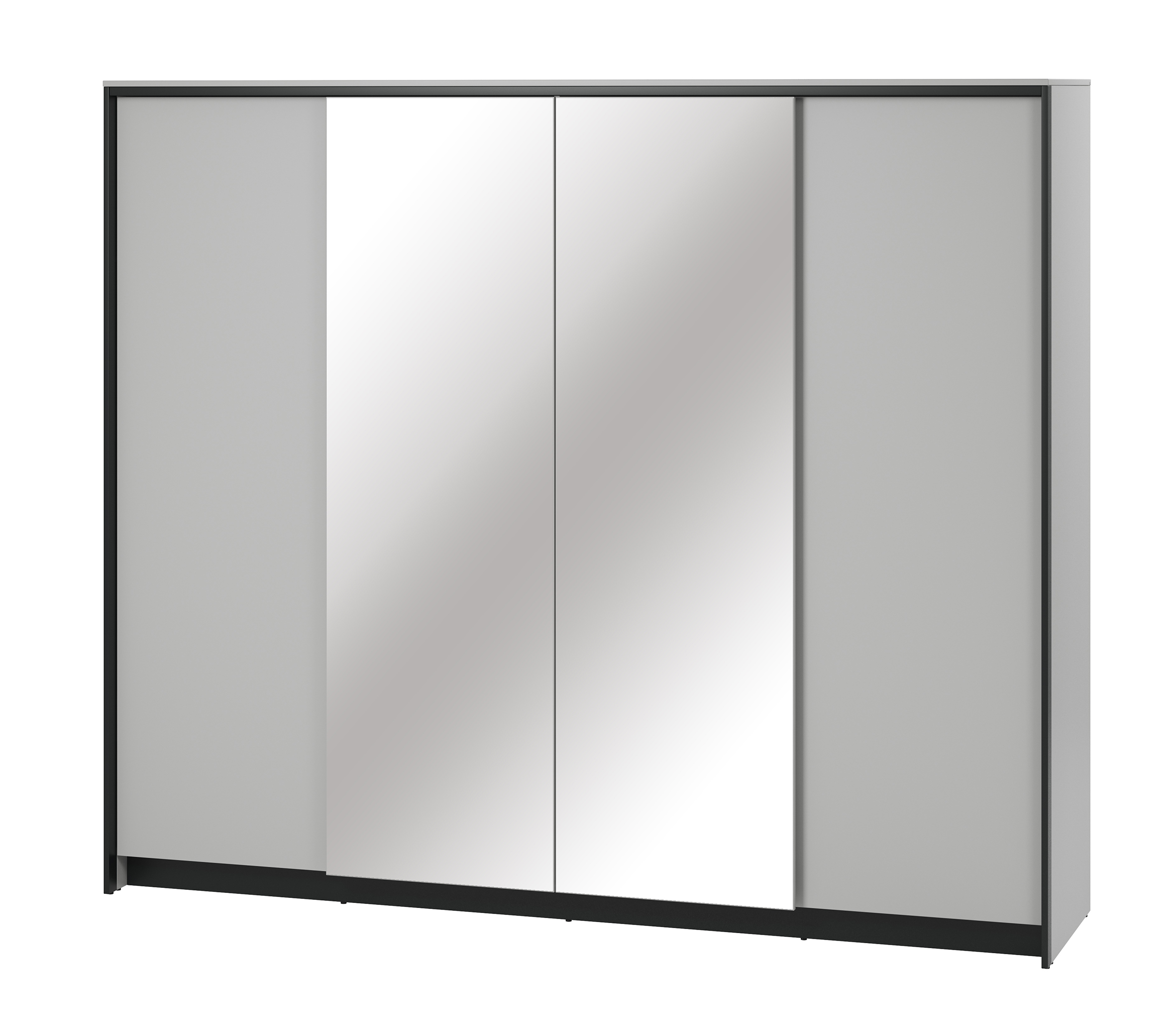 Szafa czterodrzwiowa Gris 250 cm z lustrem i LED szary / czarny - zdjęcie 1