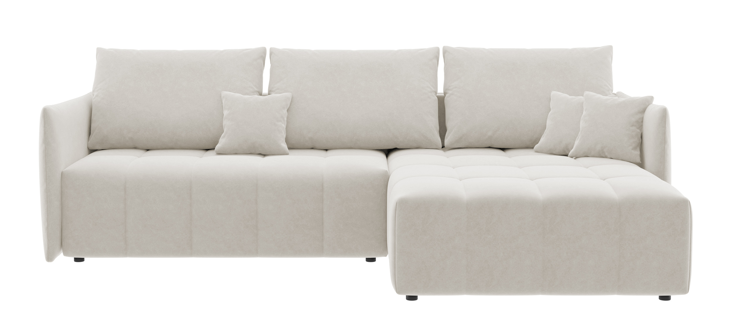 Narożnik z funkcją spania Boquete L-kształtny z pojemnikiem uniwersalny jasnobeżowy w tkaninie łatwoczyszczącej - zdjęcie 1