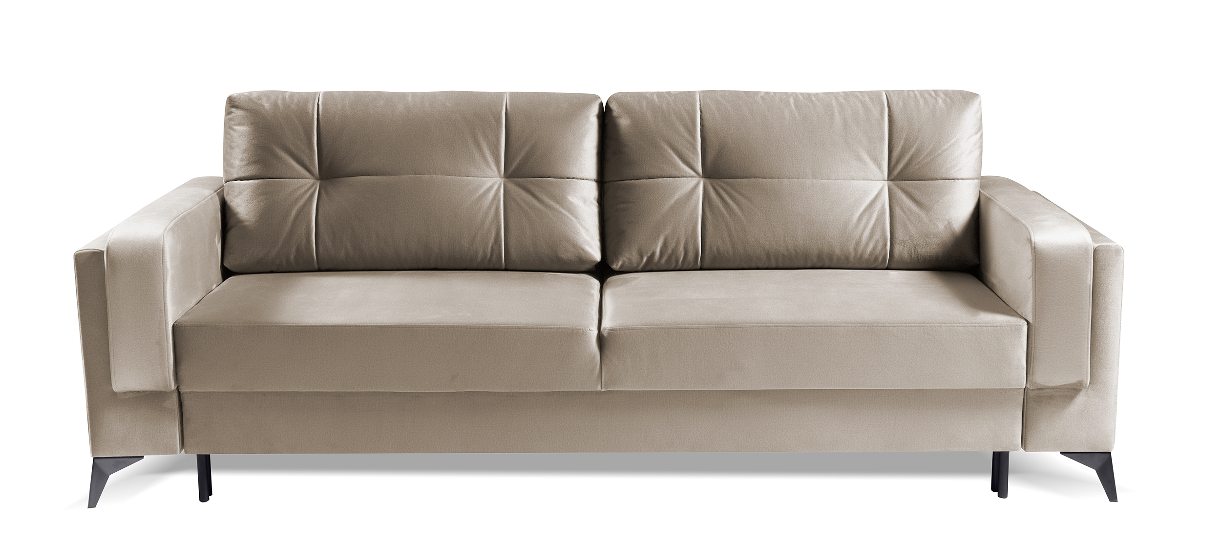 Kanapa rozkładana trzyosobowa Kontiala z pojemnikiem beżowa - zdjęcie 1