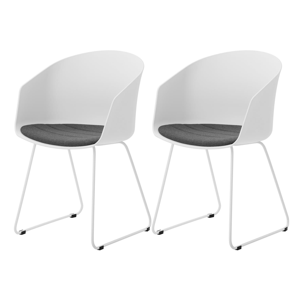 Zestaw dwóch krzeseł Tamarillo białe na stalowych płozach