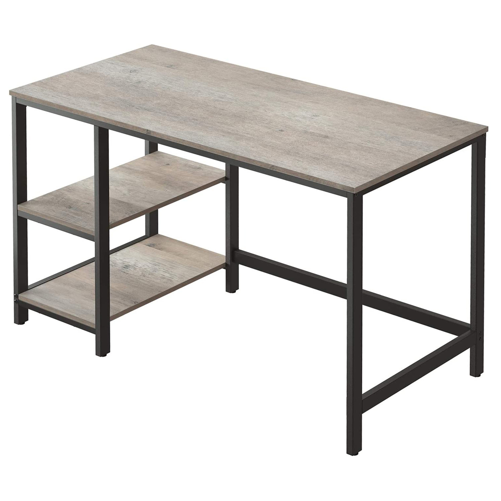 Biurko Ramizu z dwoma półkami 60x120 cm brązowe - zdjęcie 1