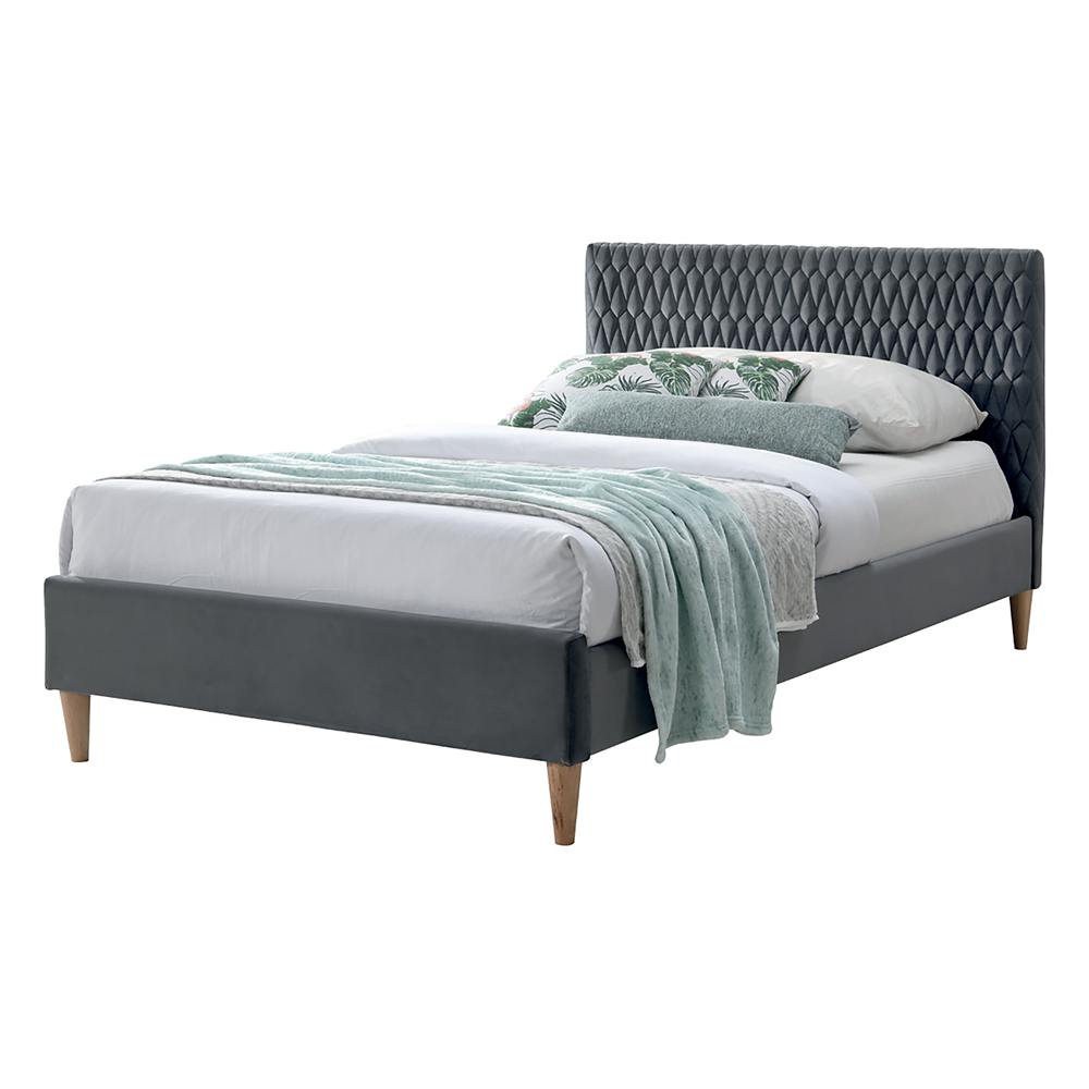 Łóżko tapicerowane Nuvea 140x200 cm szary velvet - zdjęcie 1