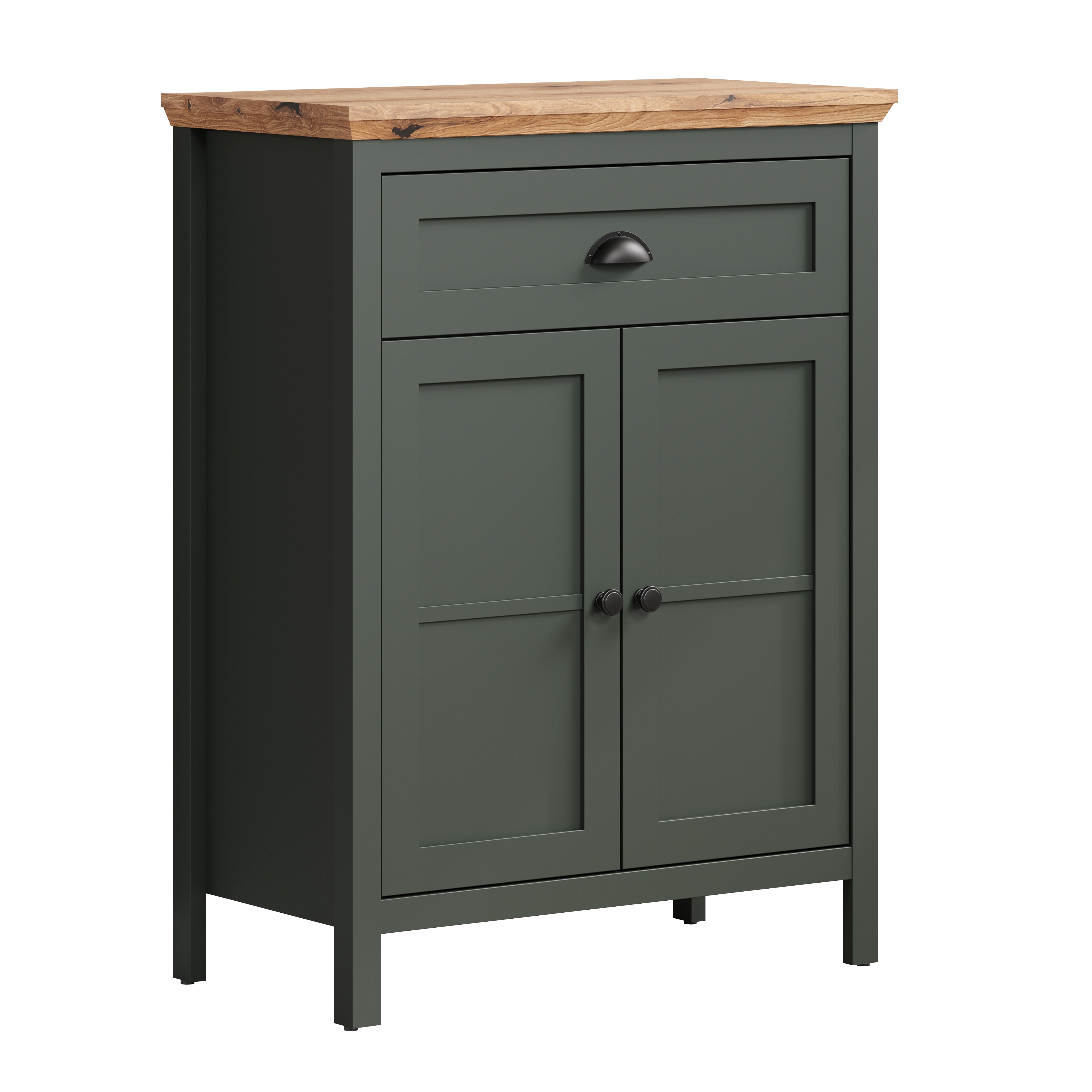 Komoda Foreells z szufladą zielona/ dąb Evoke - zdjęcie 1