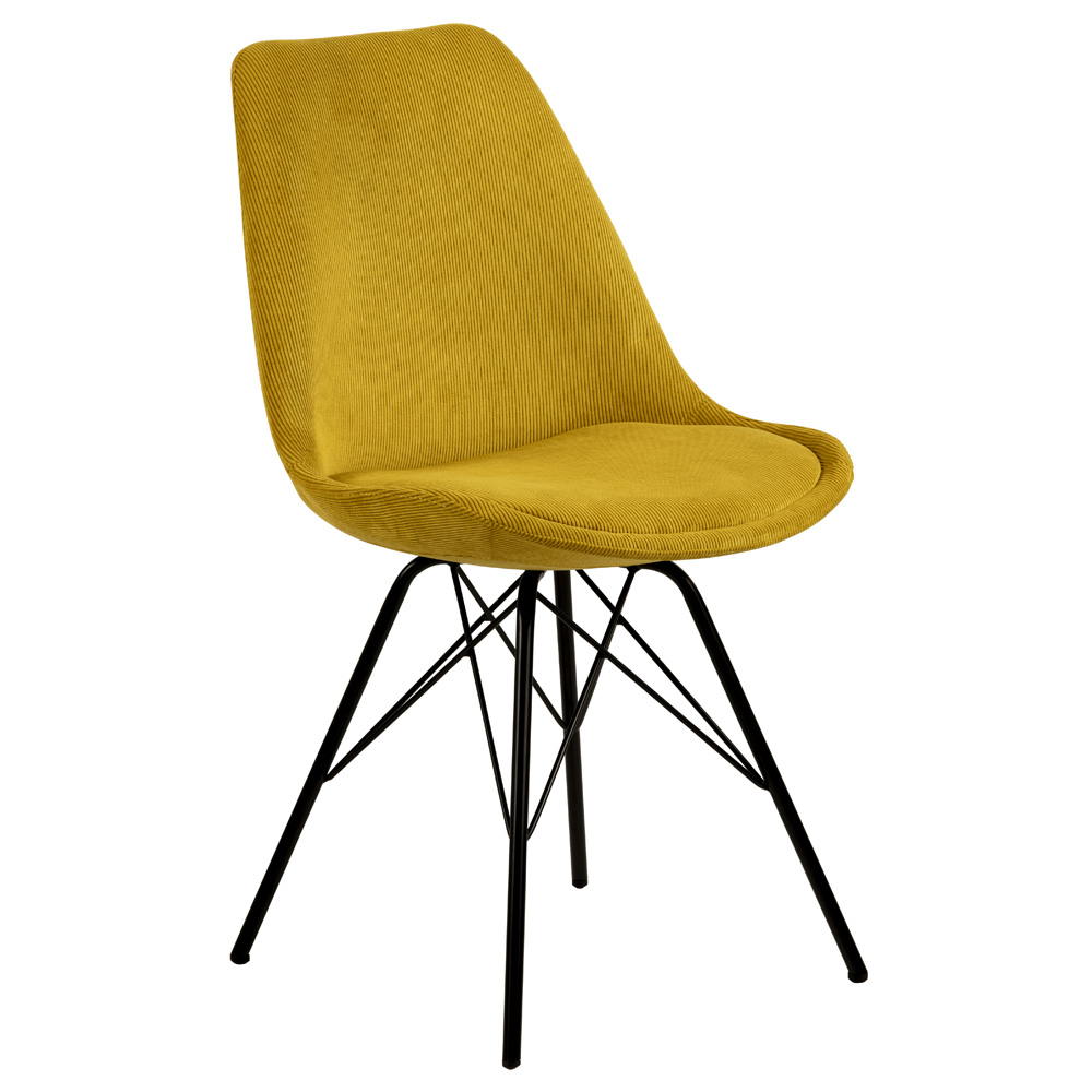 Krzesło tapicerowane Sapodilla musztardowe na czarnych nóżkach