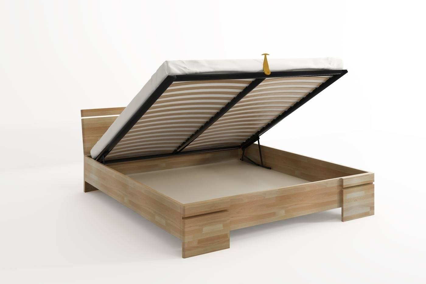 Łóżko Lopar z drewna bukowego z pojemnikiem na pościel 120x200 cm Naturalny - zdjęcie 1