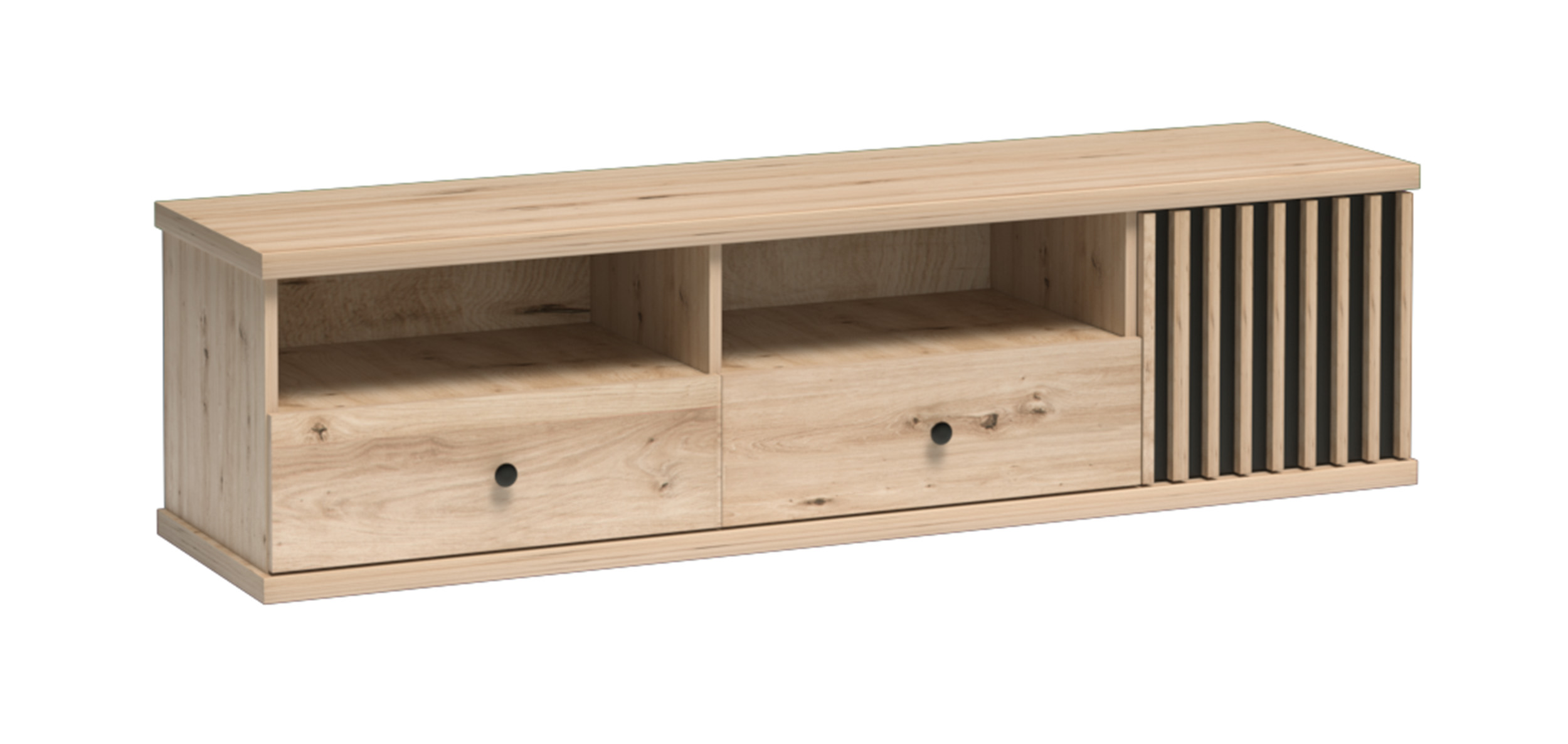 Szafka RTV Lamelia z dwiema szufladami i lamelami w kolorze Artisan - zdjęcie 1