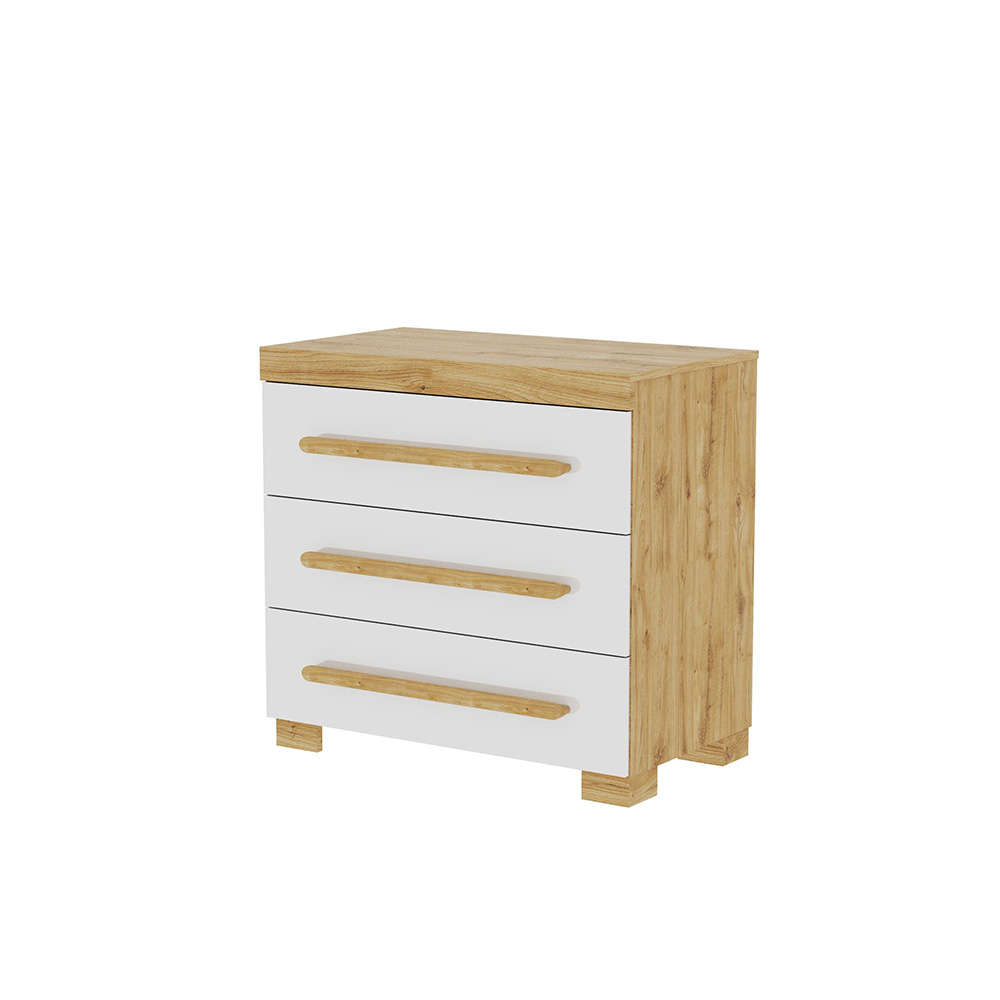 Komoda z trzema szufladami Oatie jesion/biały - zdjęcie 1