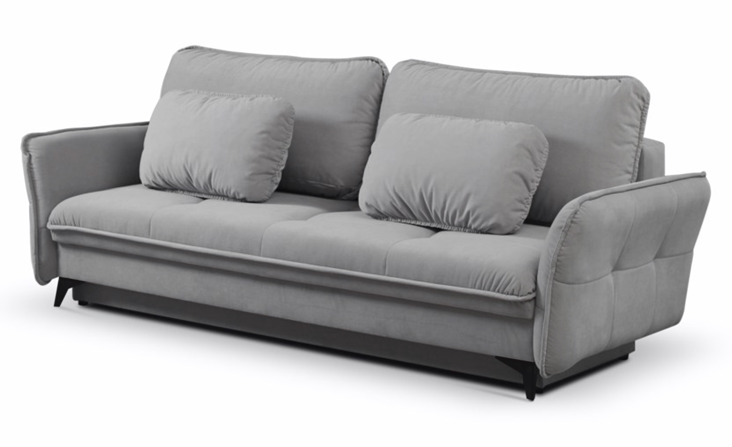 Kanapa rozkładana Marovato szara trzyosobowa z pojemnikiem w tkaninie hydrofobowej plusz - zdjęcie 1