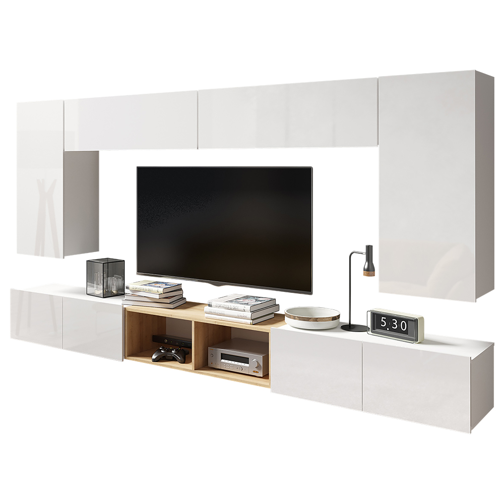 Meblościanka Kirdon duża Biały / Dąb złoty  - zdjęcie 1