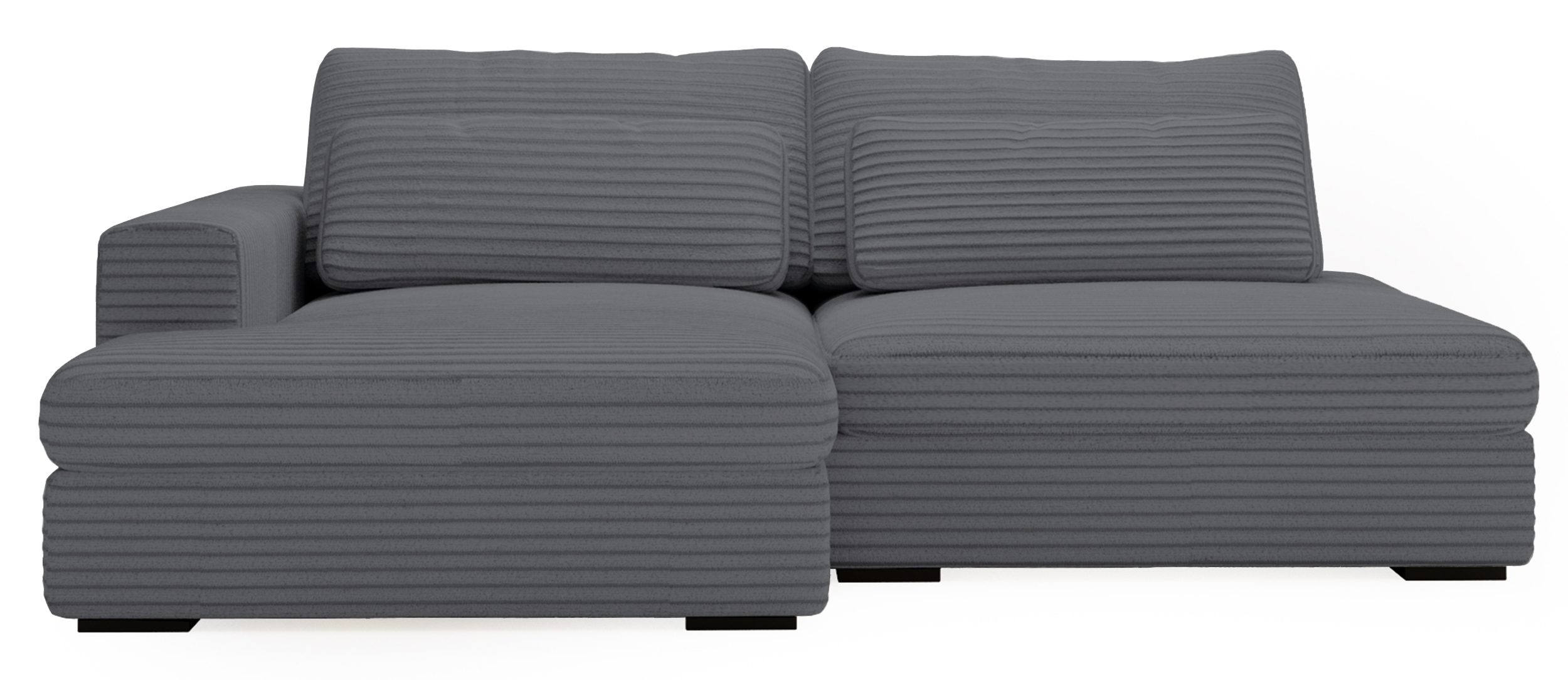 Narożnik z funkcją spania Lemmu L-kształtny szary gruby sztruks lewostronny - zdjęcie 1