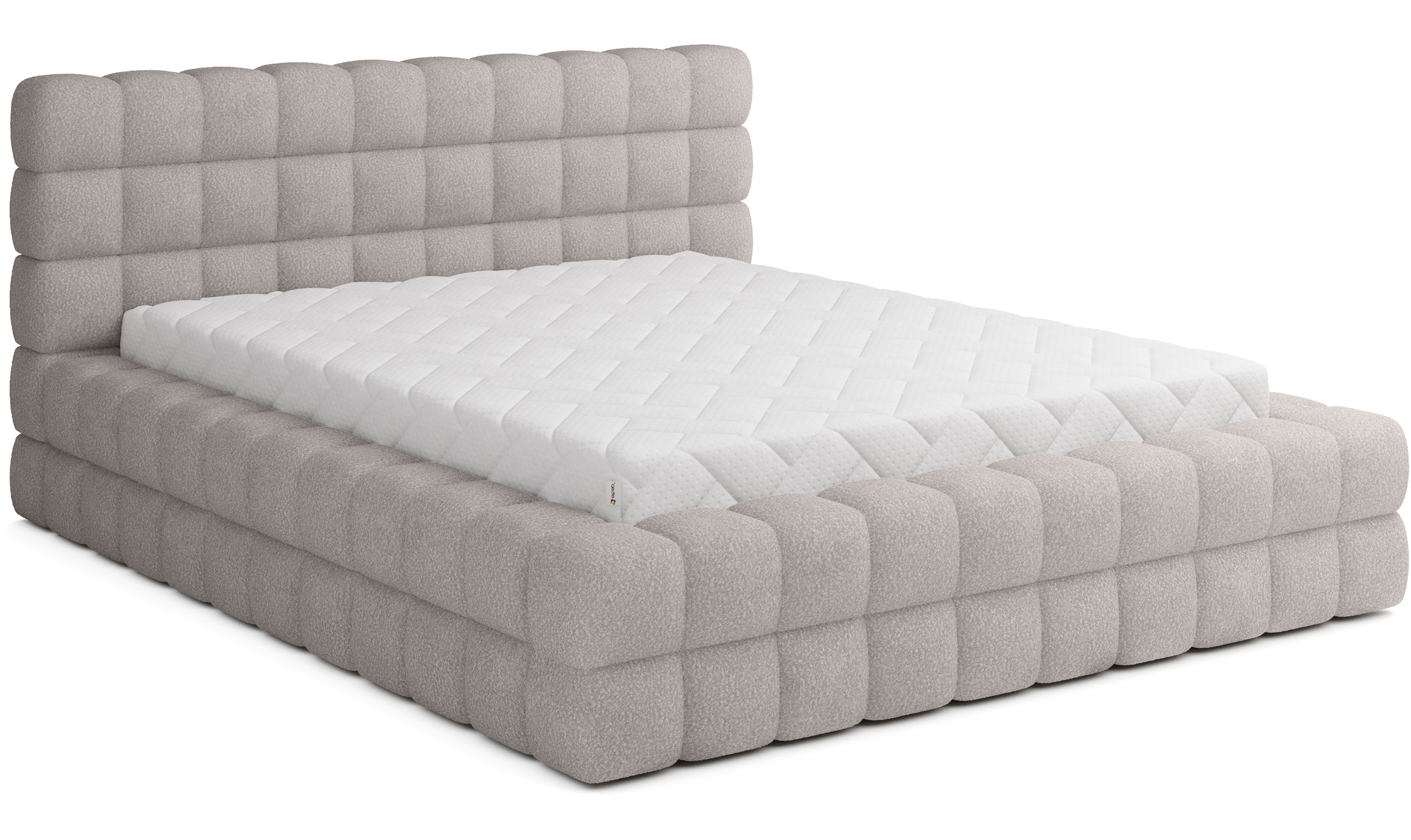 Łóżko tapicerowane 160x200 cm Boubble z pojemnikiem beżowe boucle - zdjęcie 1