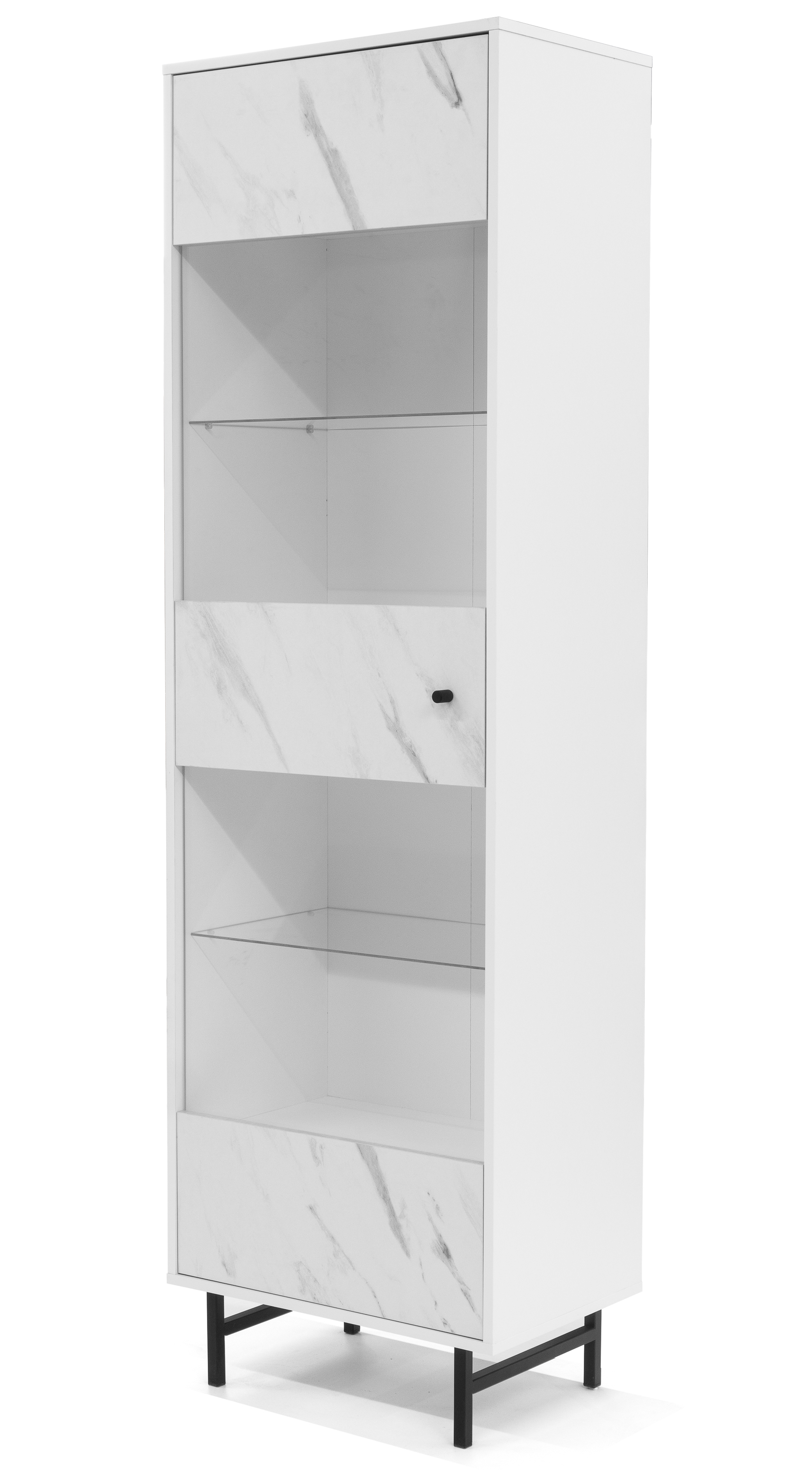 Witryna jednodrzwiowa Artimma 60 cm biała/biały marmur - zdjęcie 1