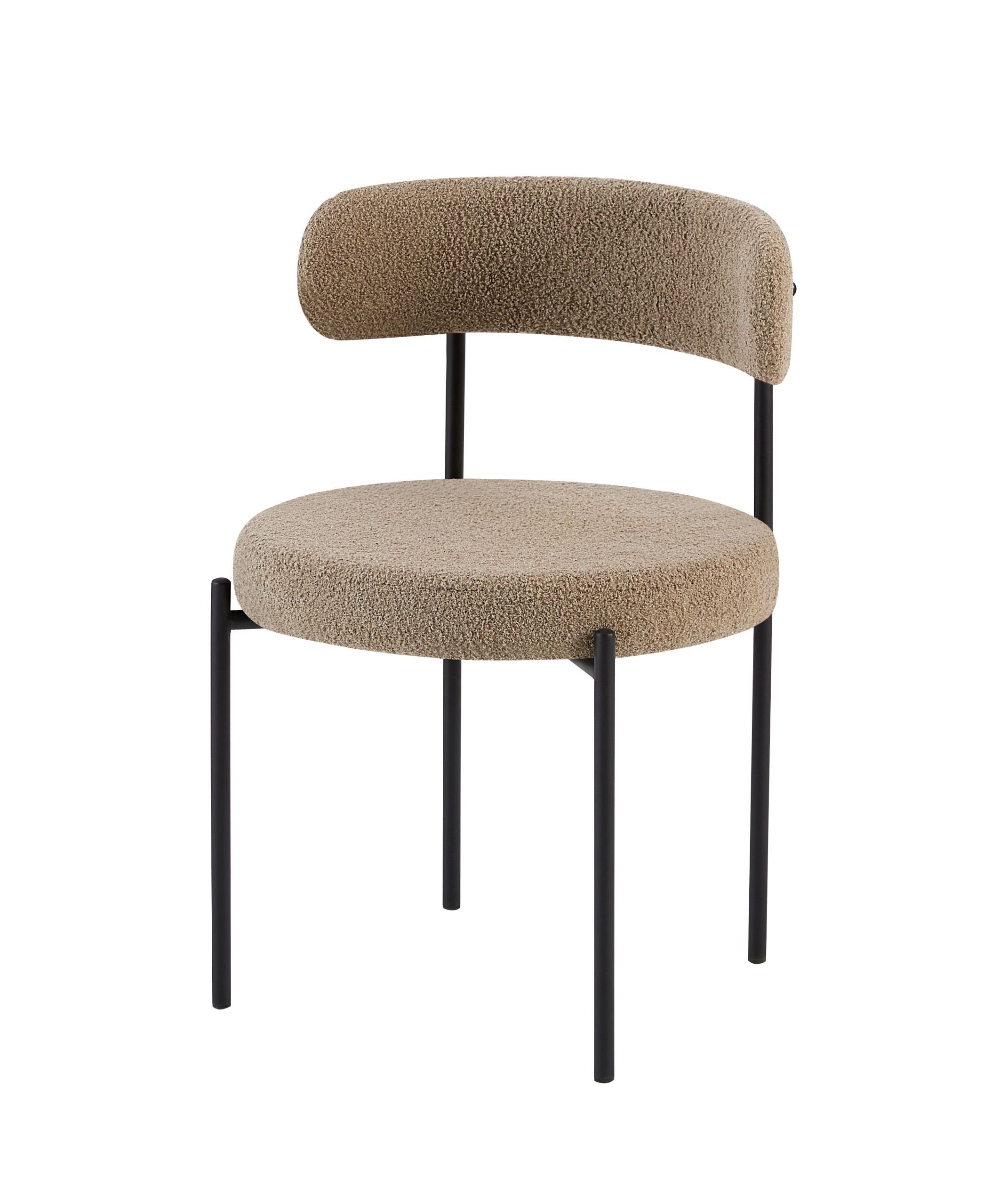 Krzesło tapicerowane Femiss w tkaninie boucle ciemnobeżowe - zdjęcie 1