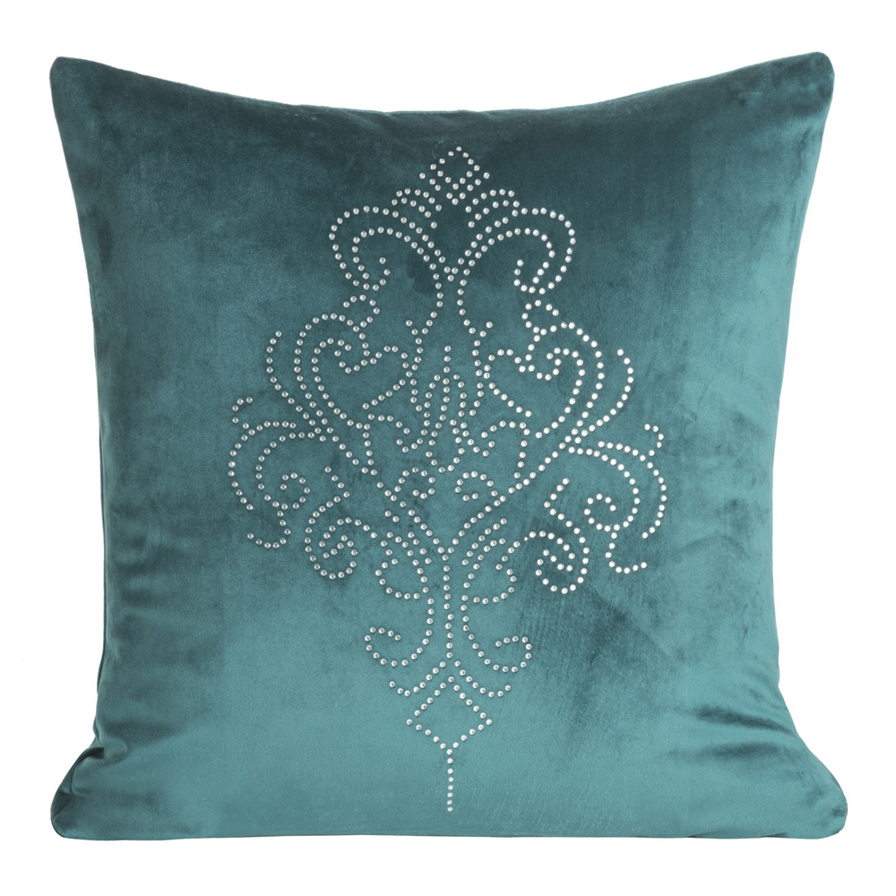 Poszewka na poduszkę Rubben 45x45 cm welwetowa zdobiona cyrkoniami - zdjęcie 1