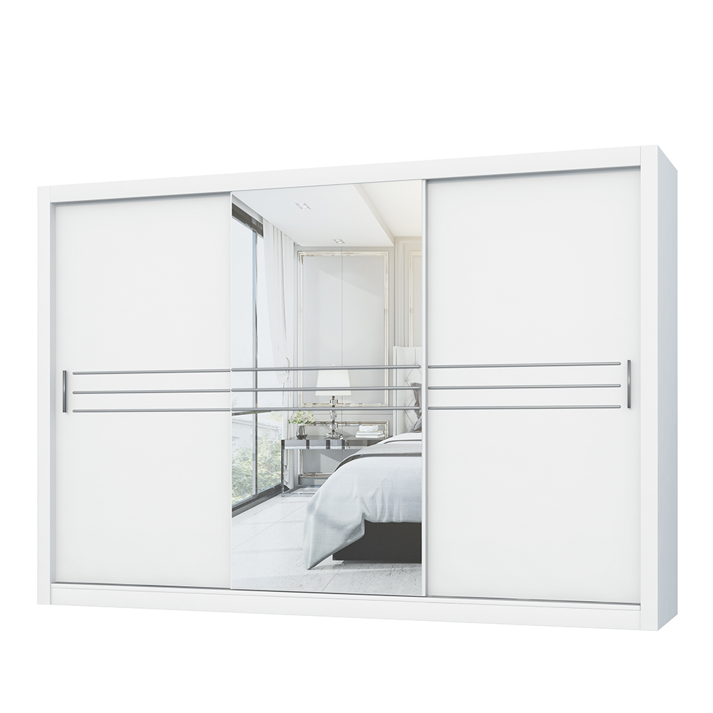 Szafa Idea 250 cm biała z podłużnym lustrem pośrodku - zdjęcie 1