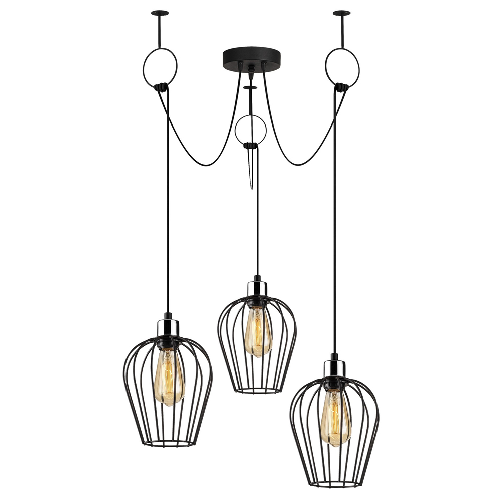 Żyrandol wiszący Solanum x3 czarny asymetryczny - zdjęcie 1