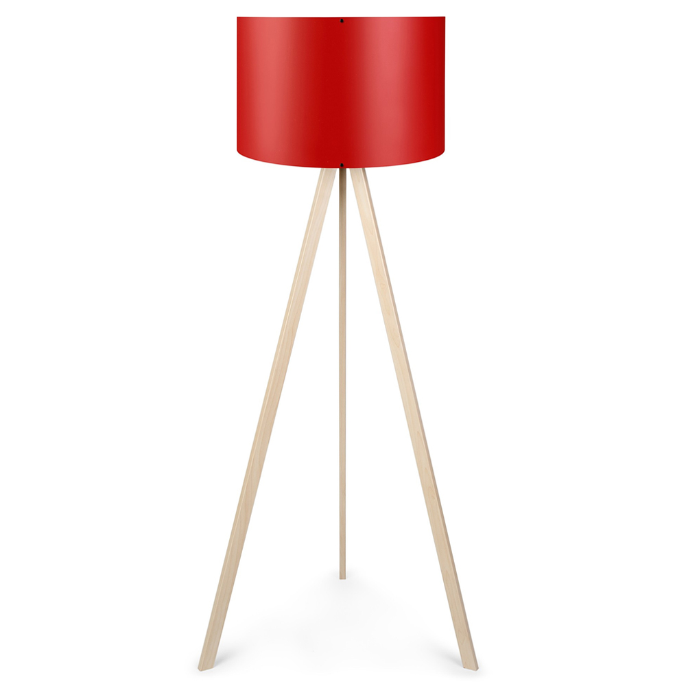 Lampa podłogowa Salika czerwona z połyskiem na kremowym stelażu - zdjęcie 1