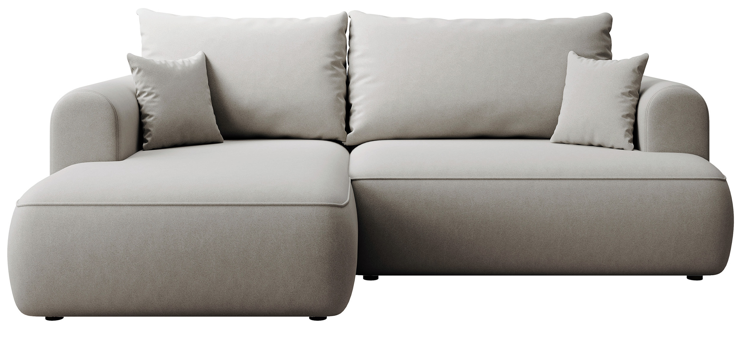 Narożnik z funkcją spania Ovo mini L-kształtny lewostronny z pojemnikiem szary welur łatwoczyszczący