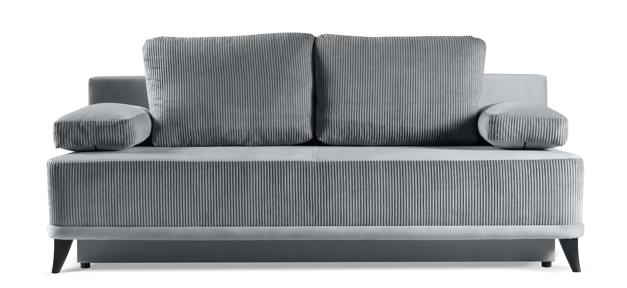 Kanapa rozkładana trzyosobowa Rossell z pojemnikiem szara sztruks / welur - zdjęcie 1