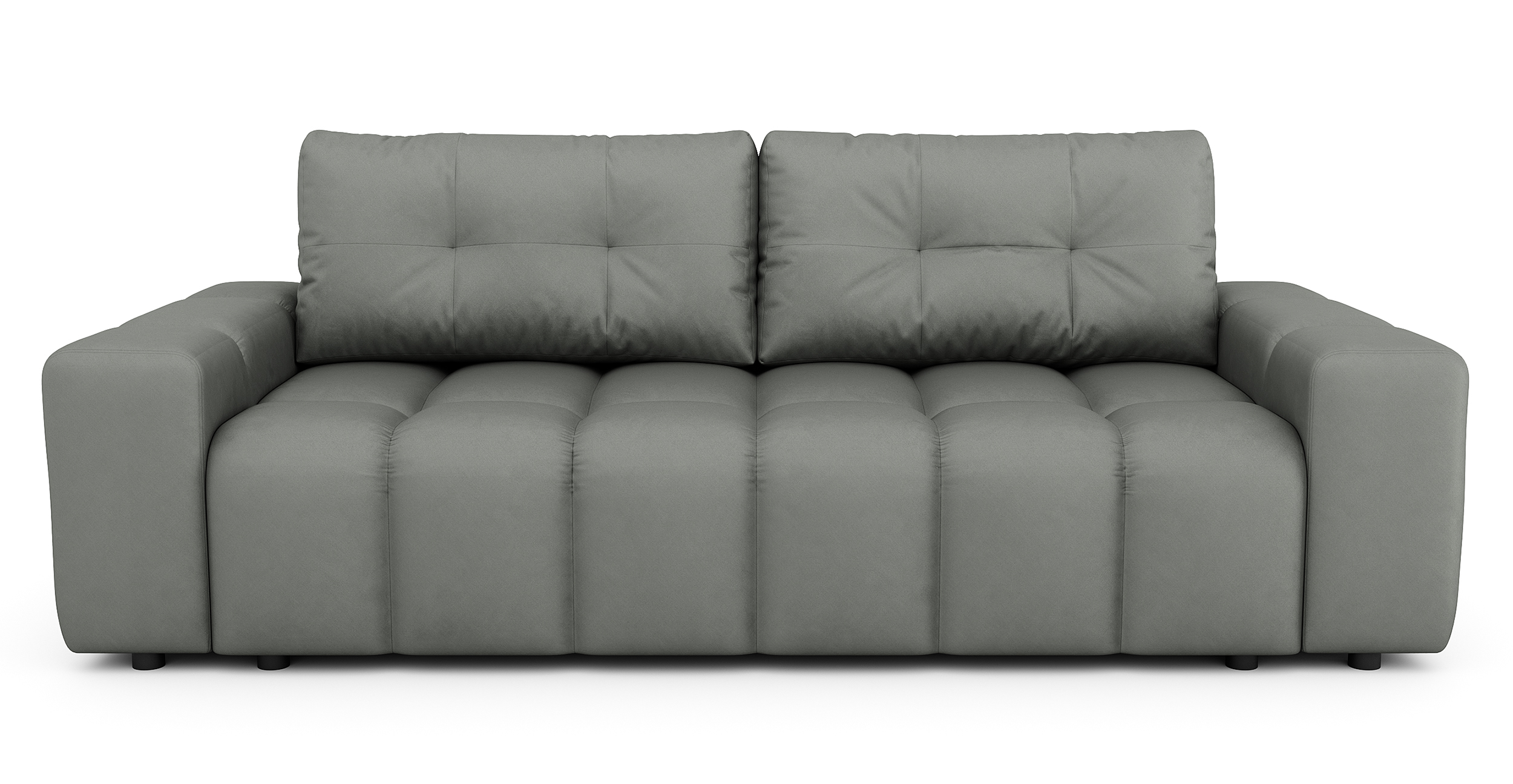 Kanapa rozkładana trzyosobowa Barreto szara velvet hydrofobowy z pojemnikiem  - zdjęcie 1