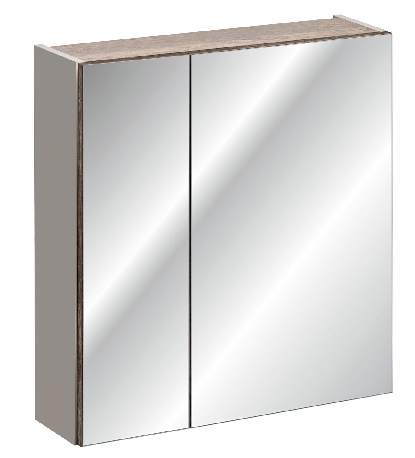 Szafka wisząca Olimmi z lustrem 60 cm szara / dąb santa - zdjęcie 1