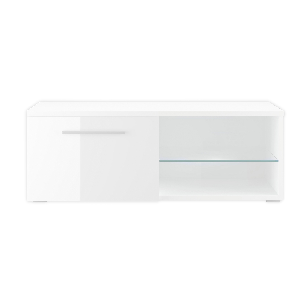 Szafka RTV Tenus Single Biały mat / Biały połysk - zdjęcie 1