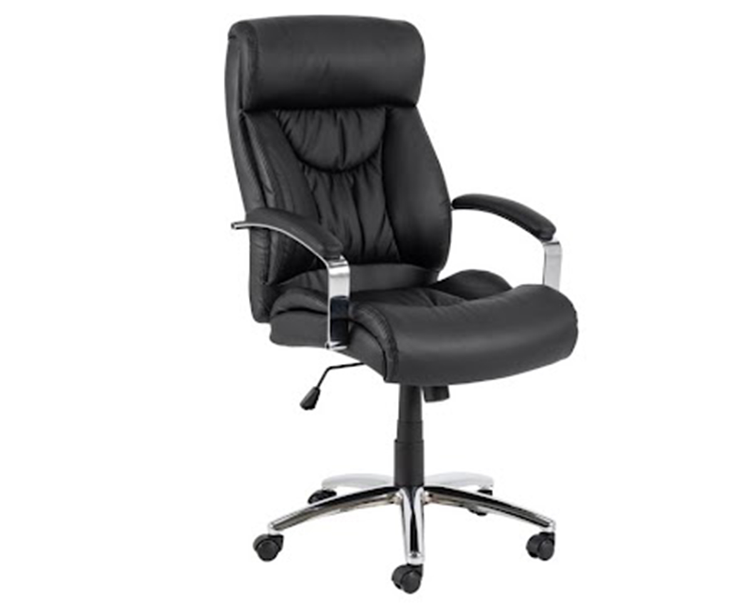 Fotel biurowy Broolse obrotowy  czarna ekoskóra z chromowaną podstawą - zdjęcie 1