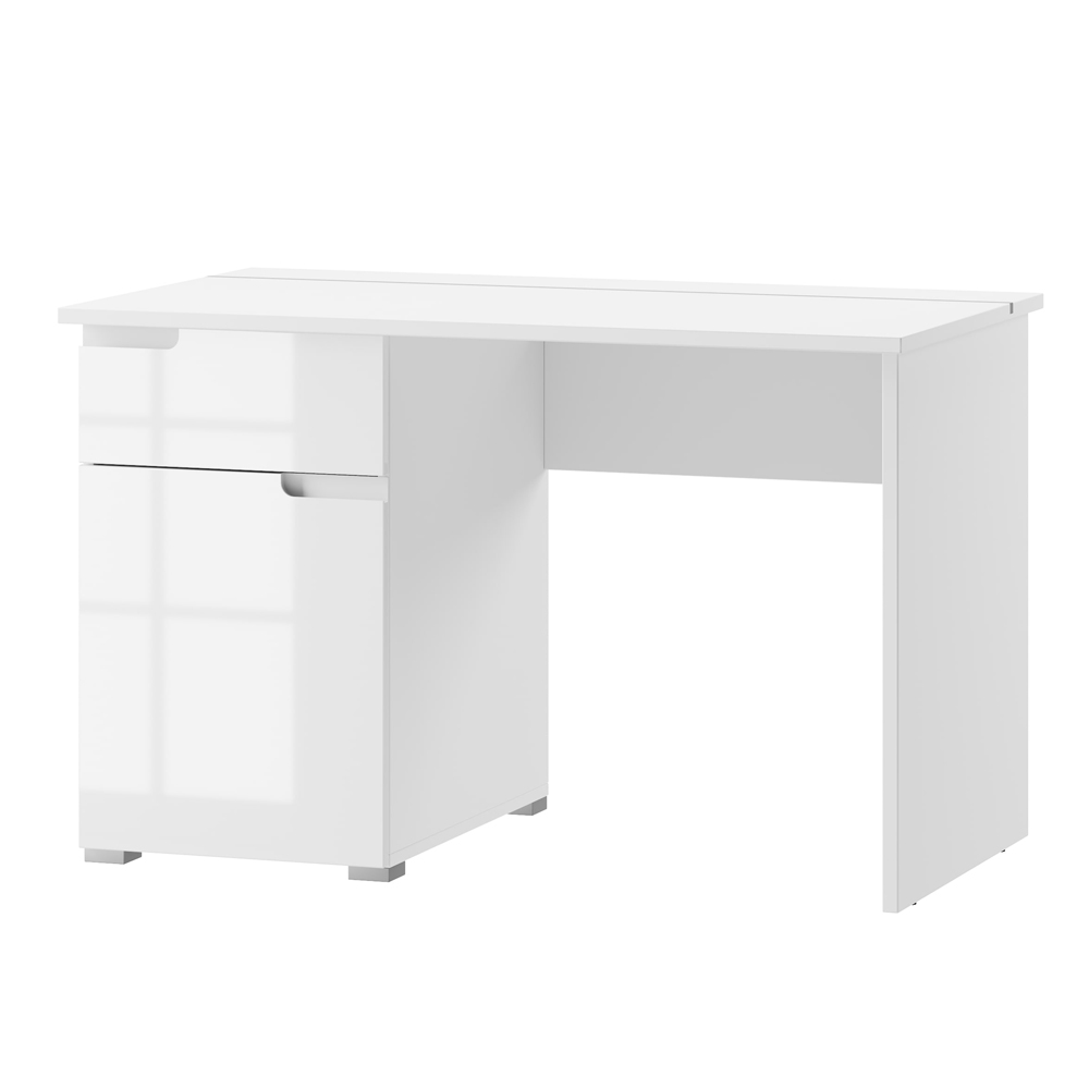 Biurko Magoner 120x67 cm jednodrzwiowe z szufladą białe - zdjęcie 1