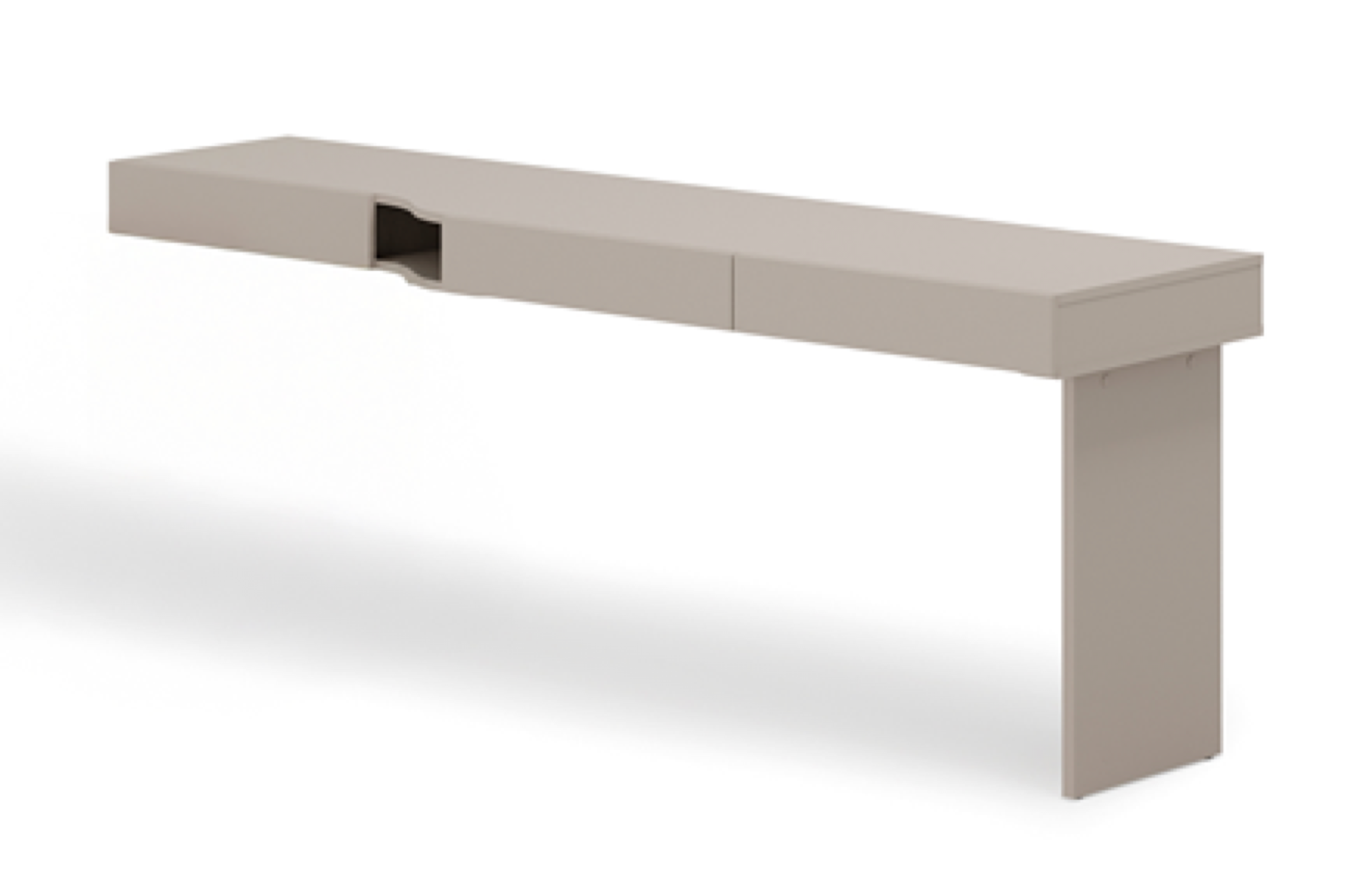 Biurko młodzieżowe prawe Woow z trzema szufladami i wnęką 210 cm szampański/clay grey - zdjęcie 1
