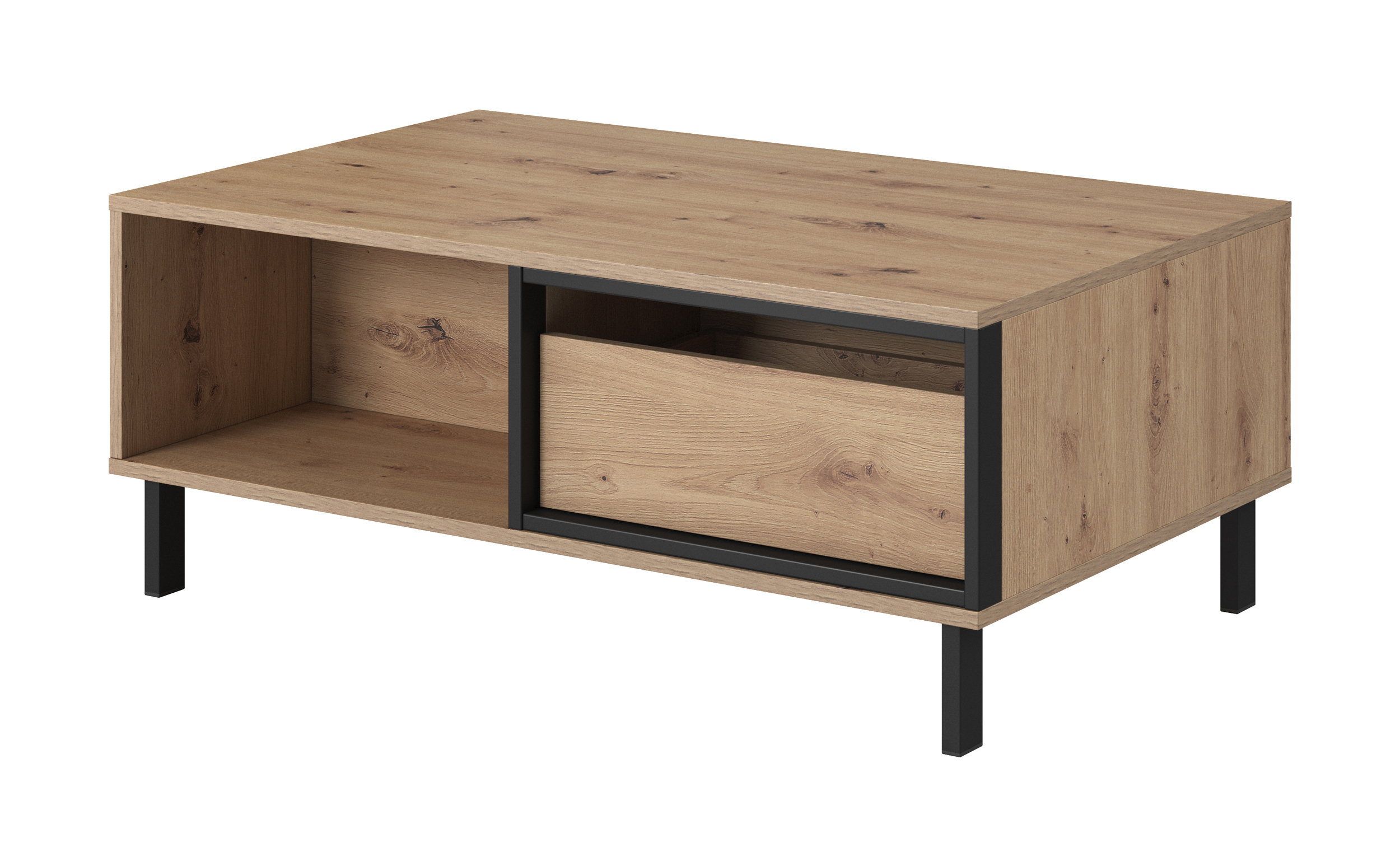 Ława kawowa Lendag 102x62 cm dąb Artisan z antracytowymi wstawkami - zdjęcie 1