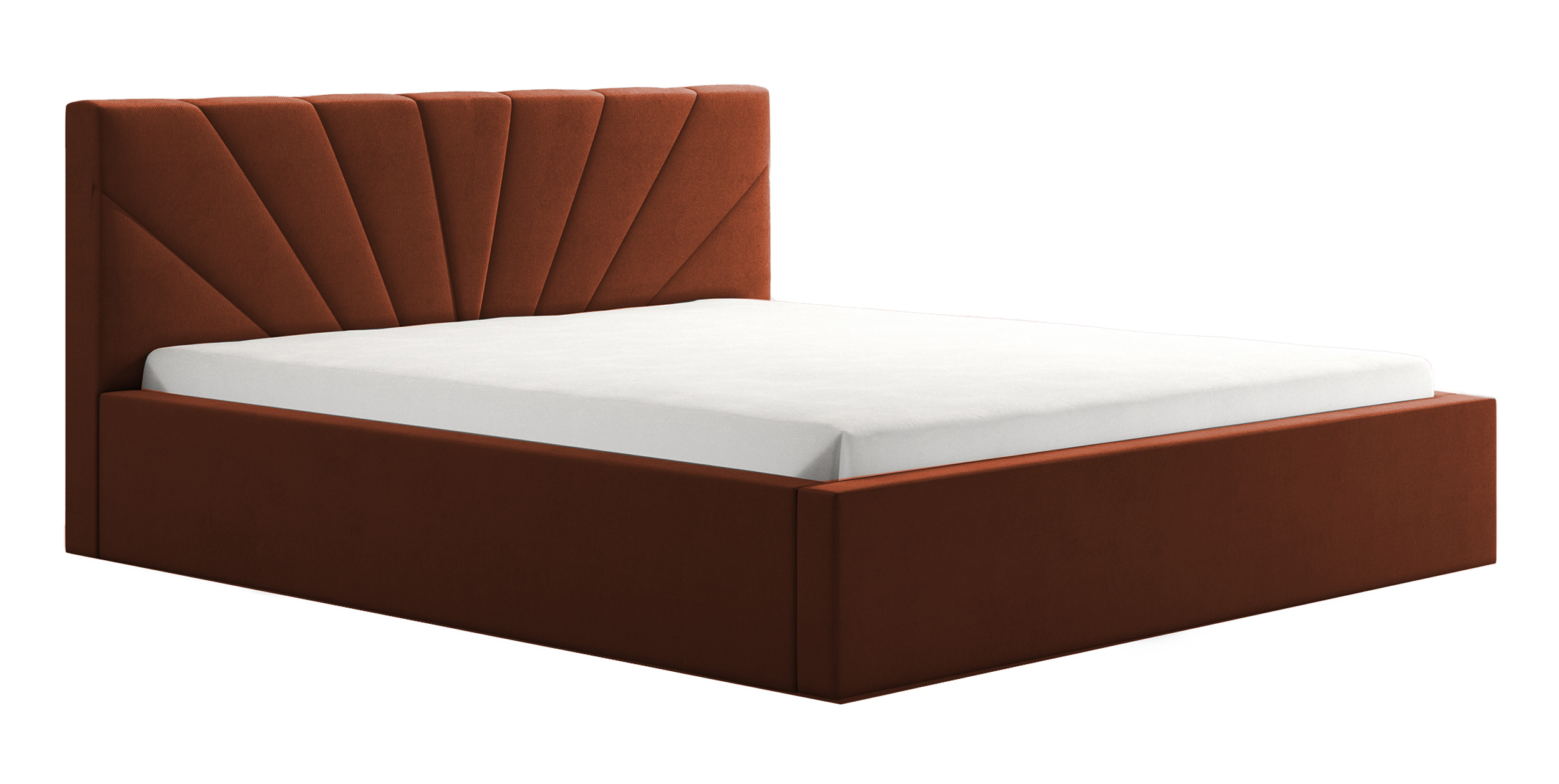 Łóżko tapicerowane 160x200 cm Mandrella z pojemnikiem stelaż metalowy miedziane - zdjęcie 1