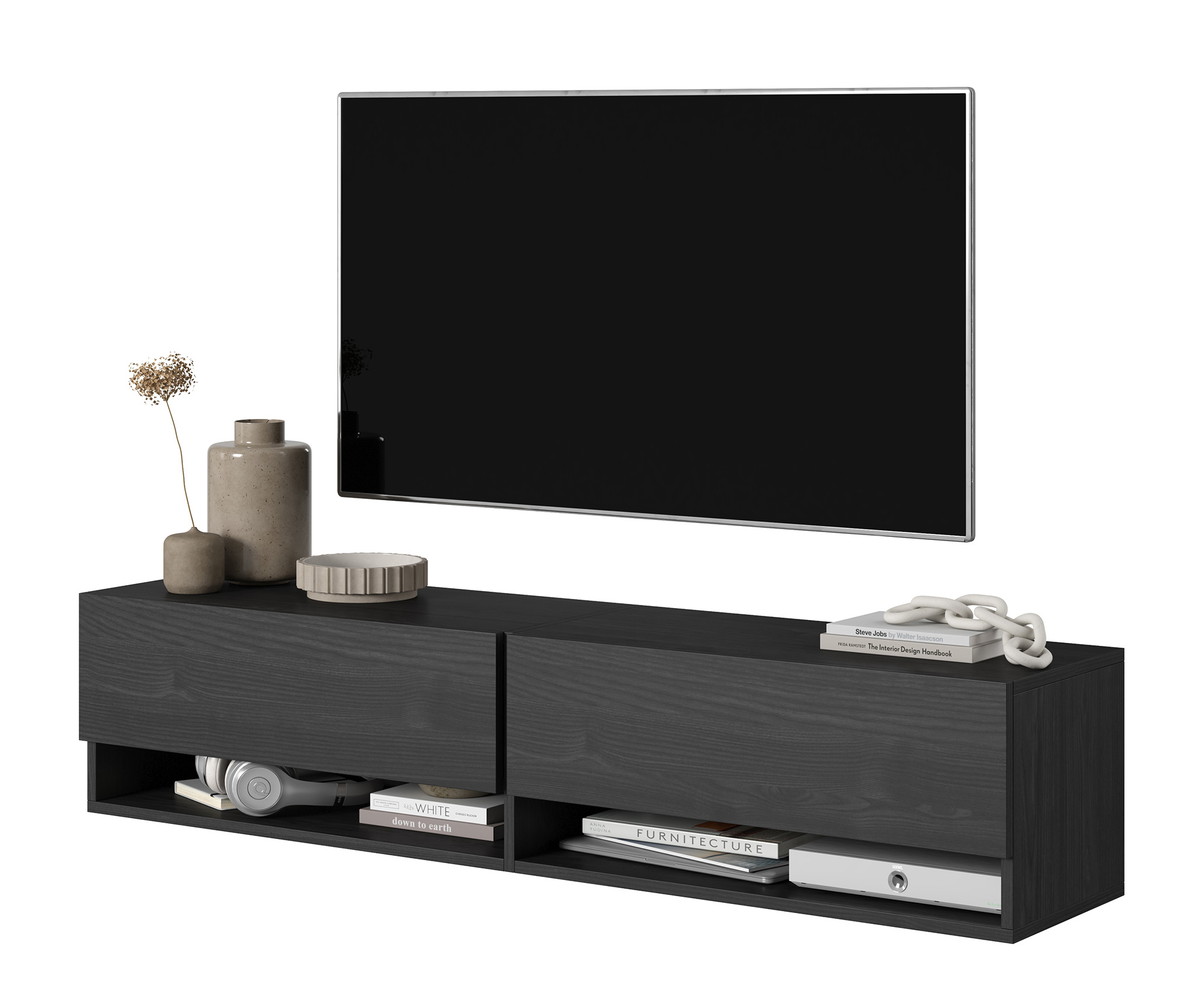 Szafka RTV Mirrgo 140 cm czarny jesion - zdjęcie 1