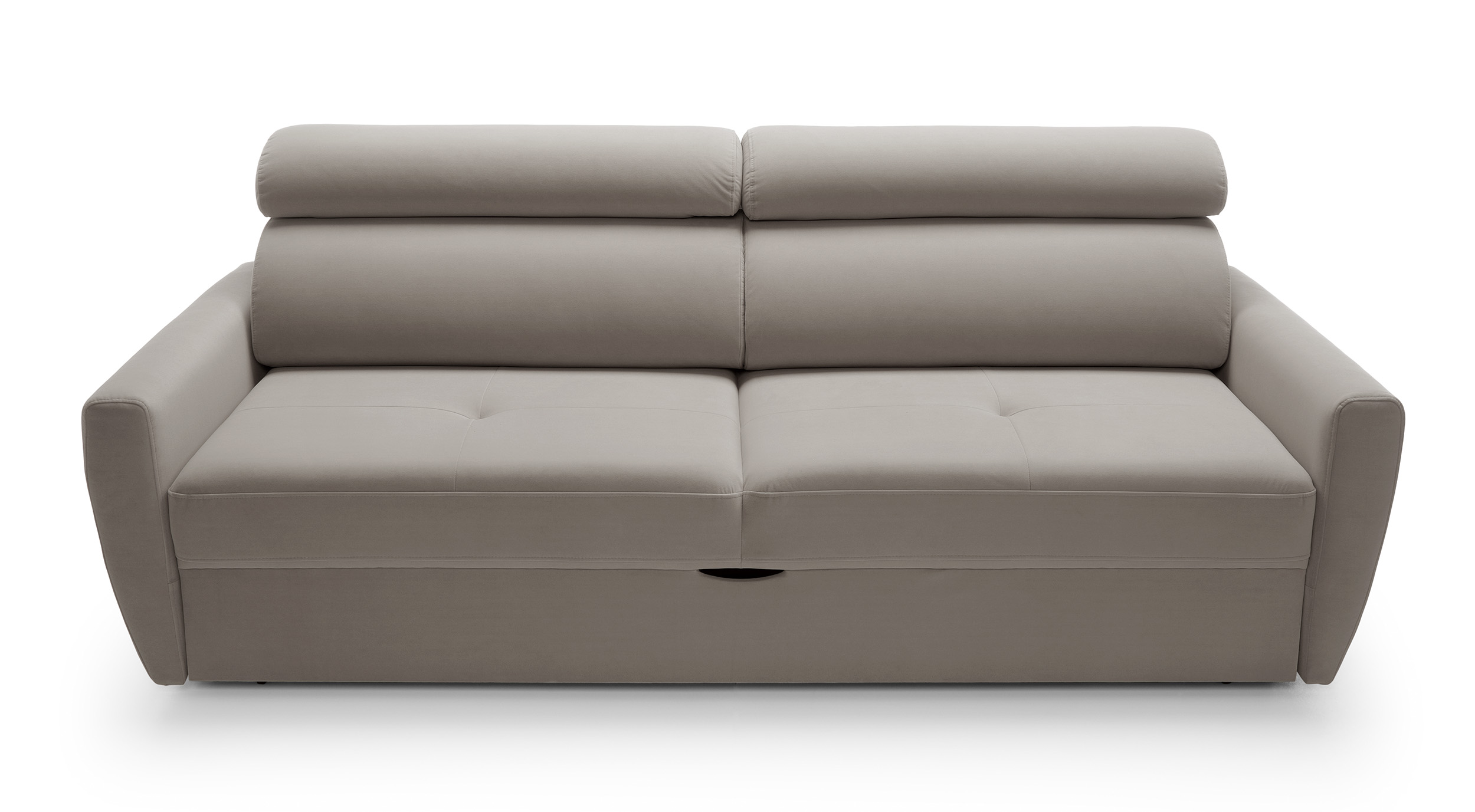 Kanapa rozkładana trzyosobowa Sylles szarobeżowa welur łatwoczyszczący hydrofobowy - zdjęcie 1