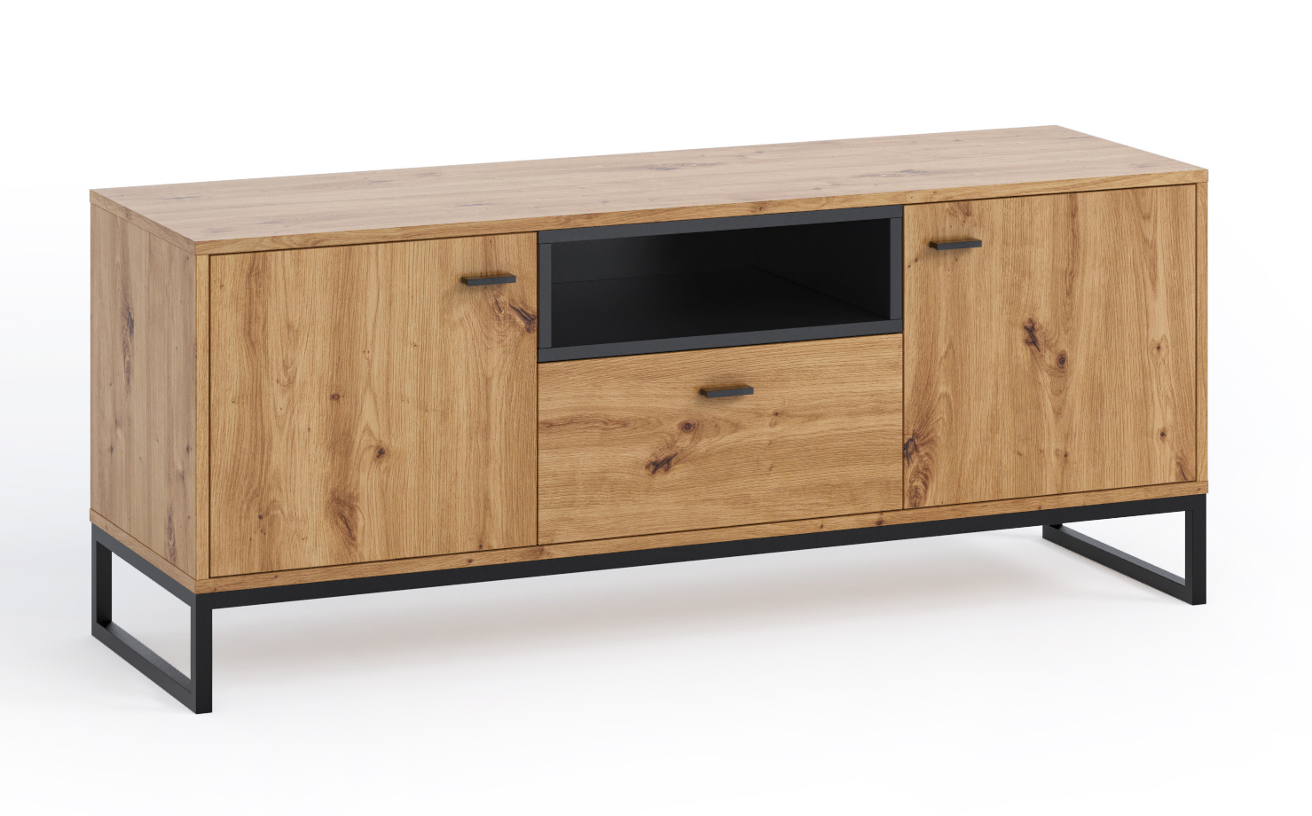 Szafka RTV Bonila 135 cm z szufladą dąb artisan / czarna - zdjęcie 1