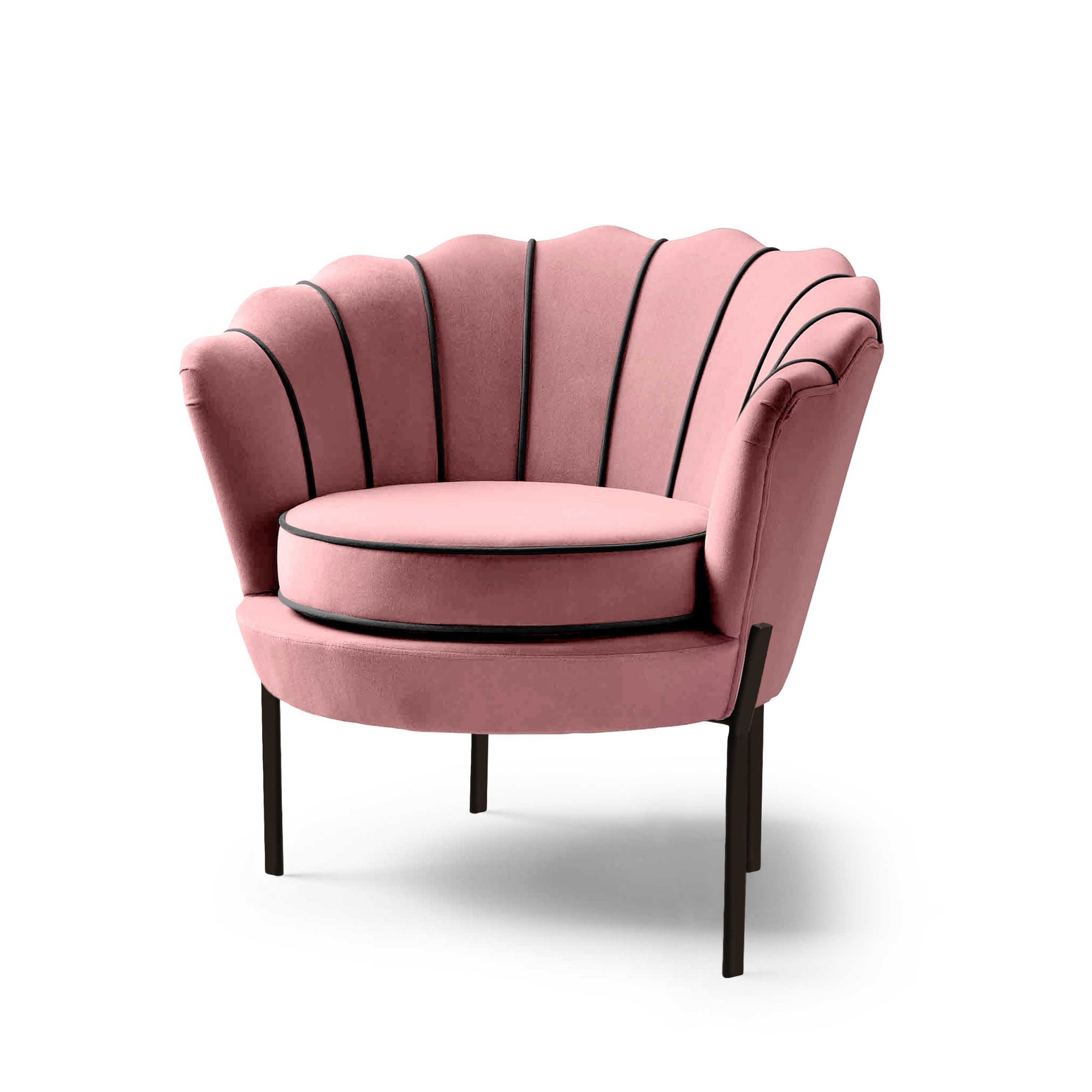 Fotel kubełkowy Stylocran różowy velvet - zdjęcie 1